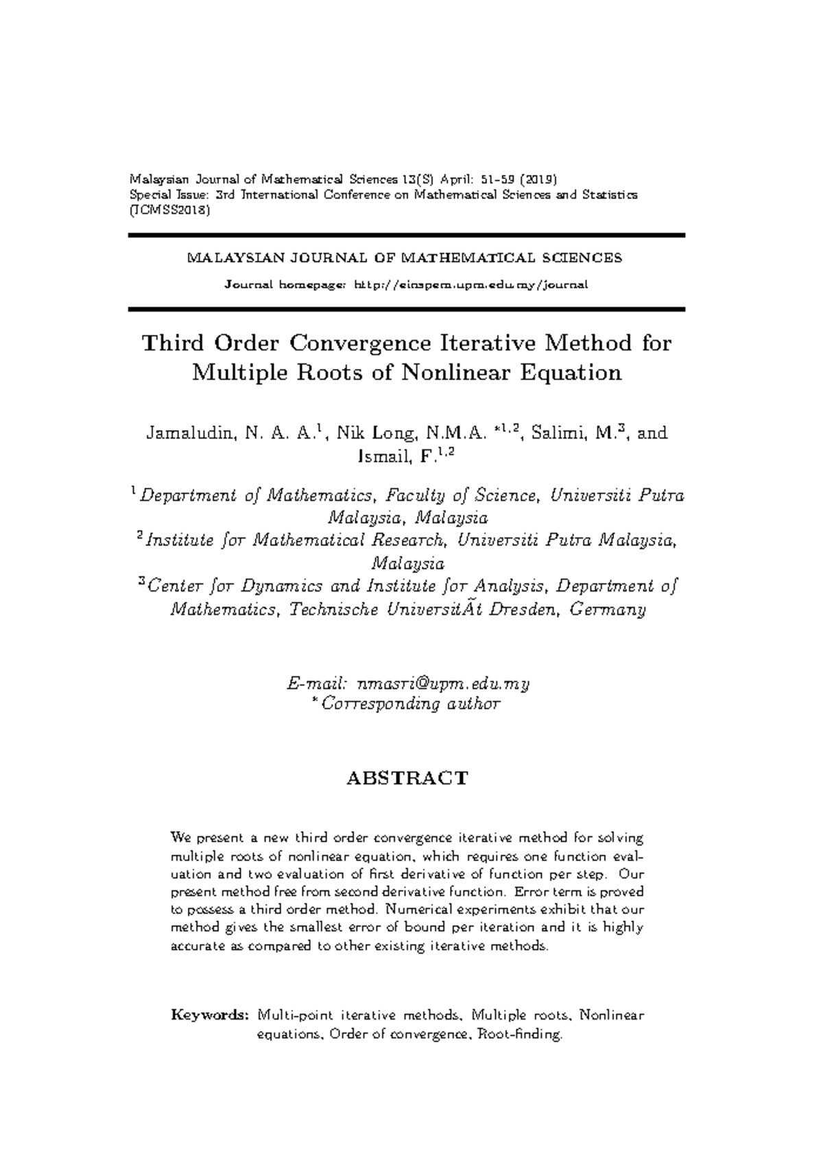 Third Order Convergence Iterative Method for Nonlinear Equations - Studocu