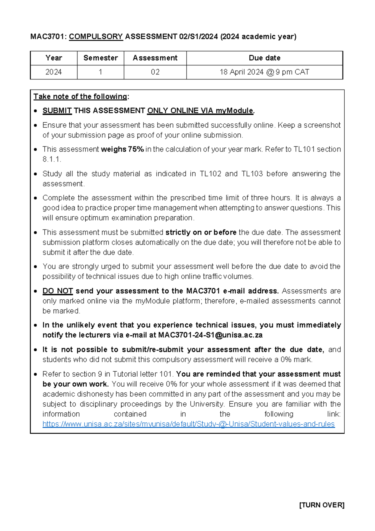 MAC3701 2024 S1 - Compulsory Assessment 02 Guidelines - Studocu