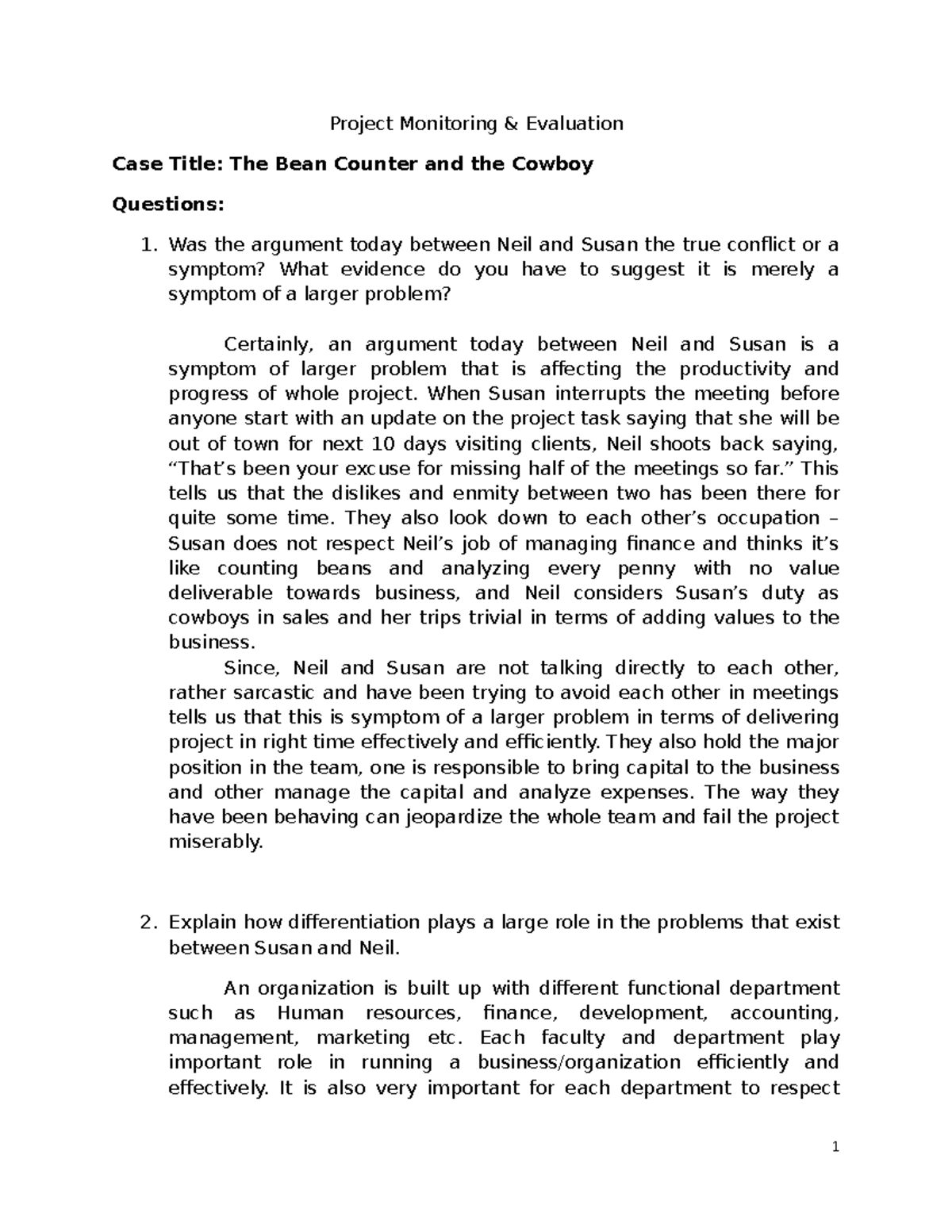 The Bean Counter and the Cowboy Case Study: Project Conflict Analysis ...