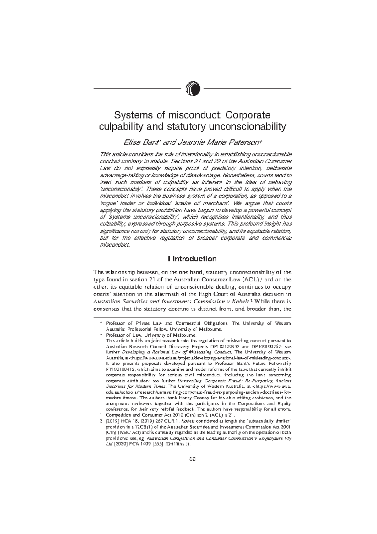 Systems of Misconduct: Corporate Culpability & Statutory ...