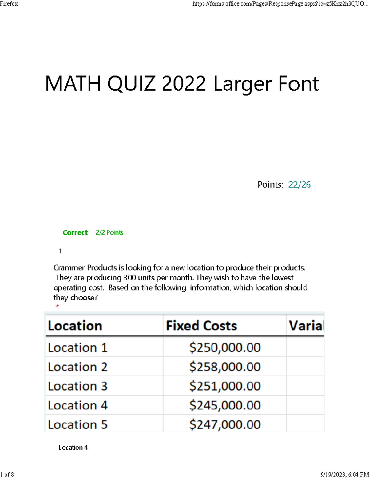 C720 Math - Math questions - MATH QUIZ 2022 Larger Font Points: 22 ...