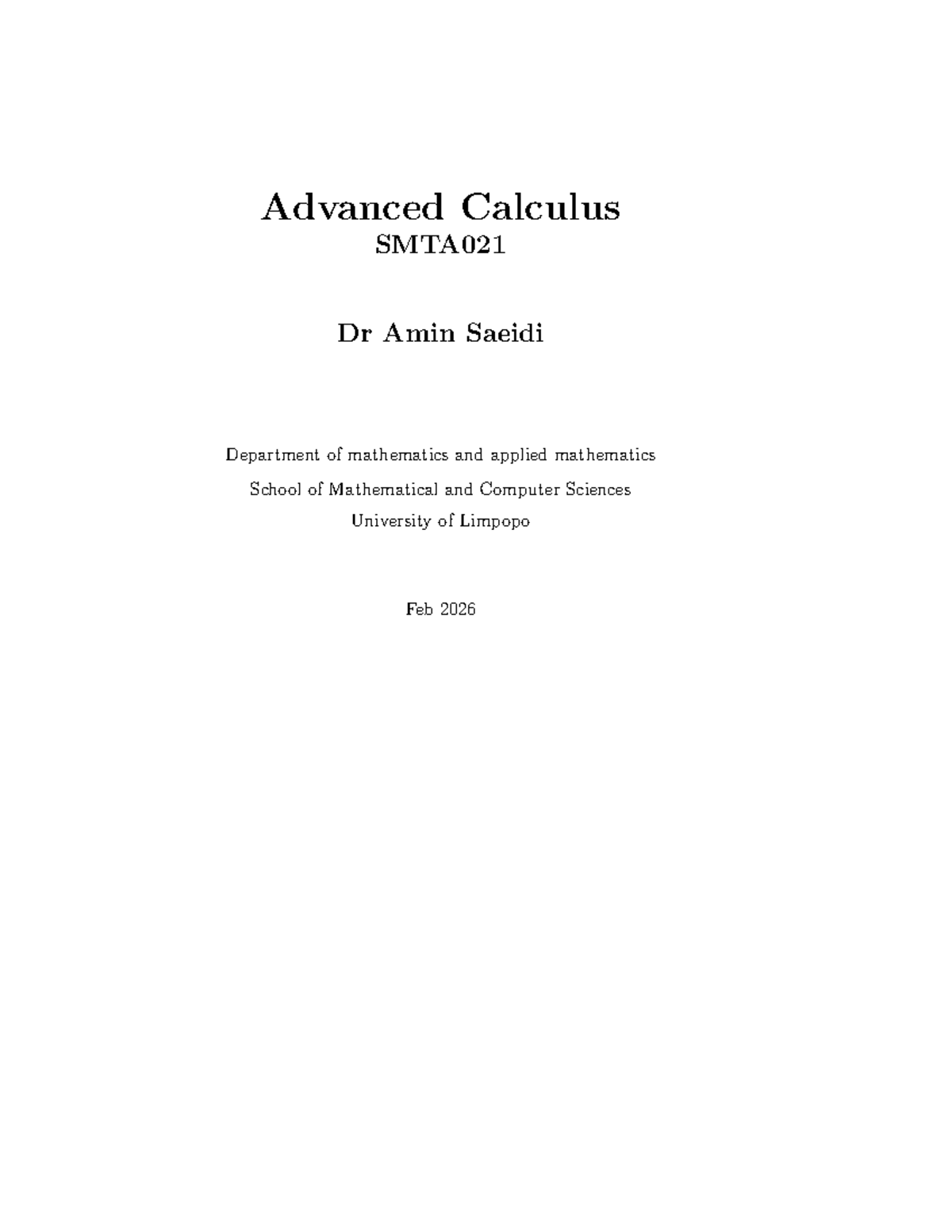 Advanced Calculus Study Guide SMTA021 - March 2026 Edition - Studocu