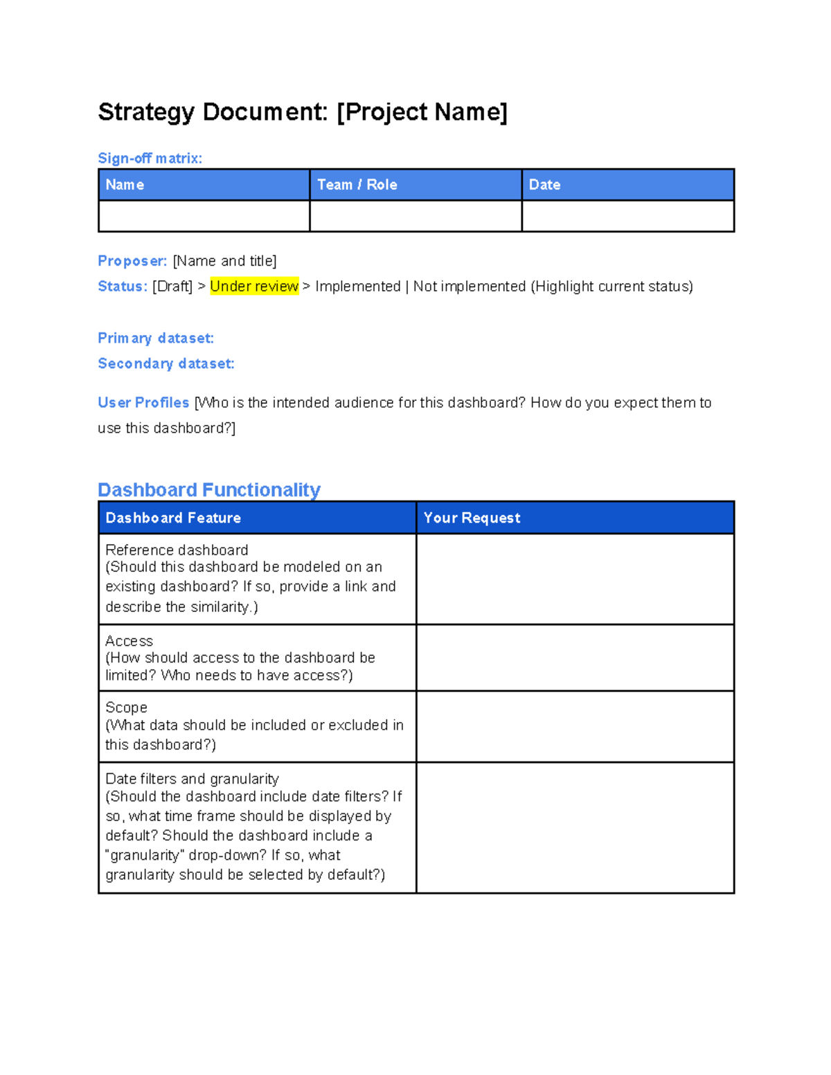 Coursea Strategy Doc - gud lcuk - Strategy Document: [Project Name ...