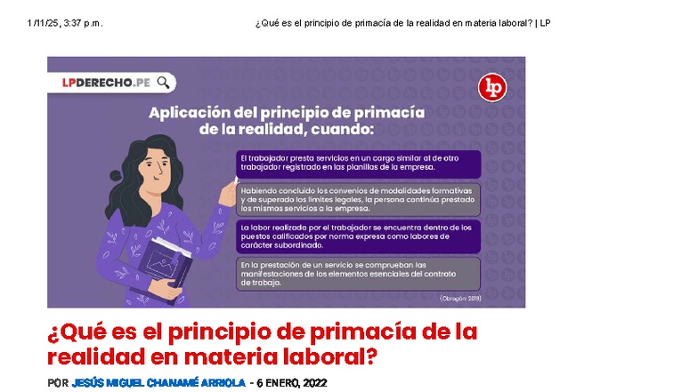 Qué es el principio de primacía de la realidad en materia laboral? LP ...