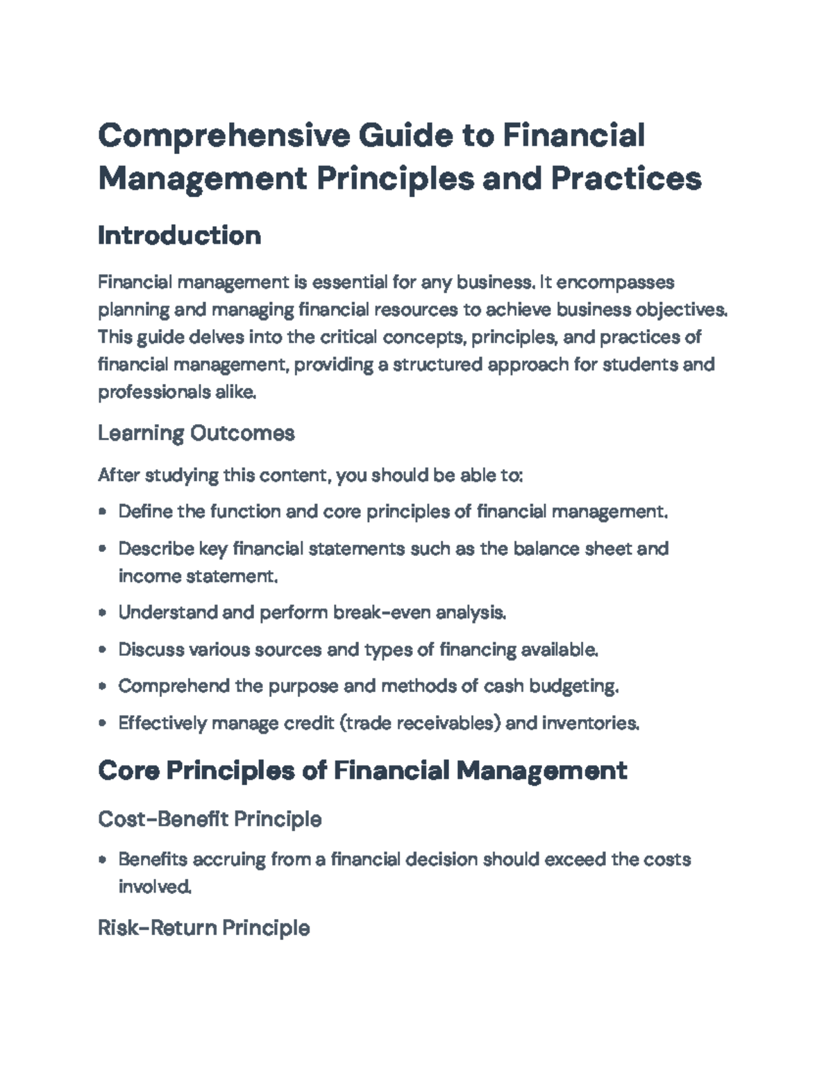 Comprehensive Financial Management Guide: Principles & Practices ...