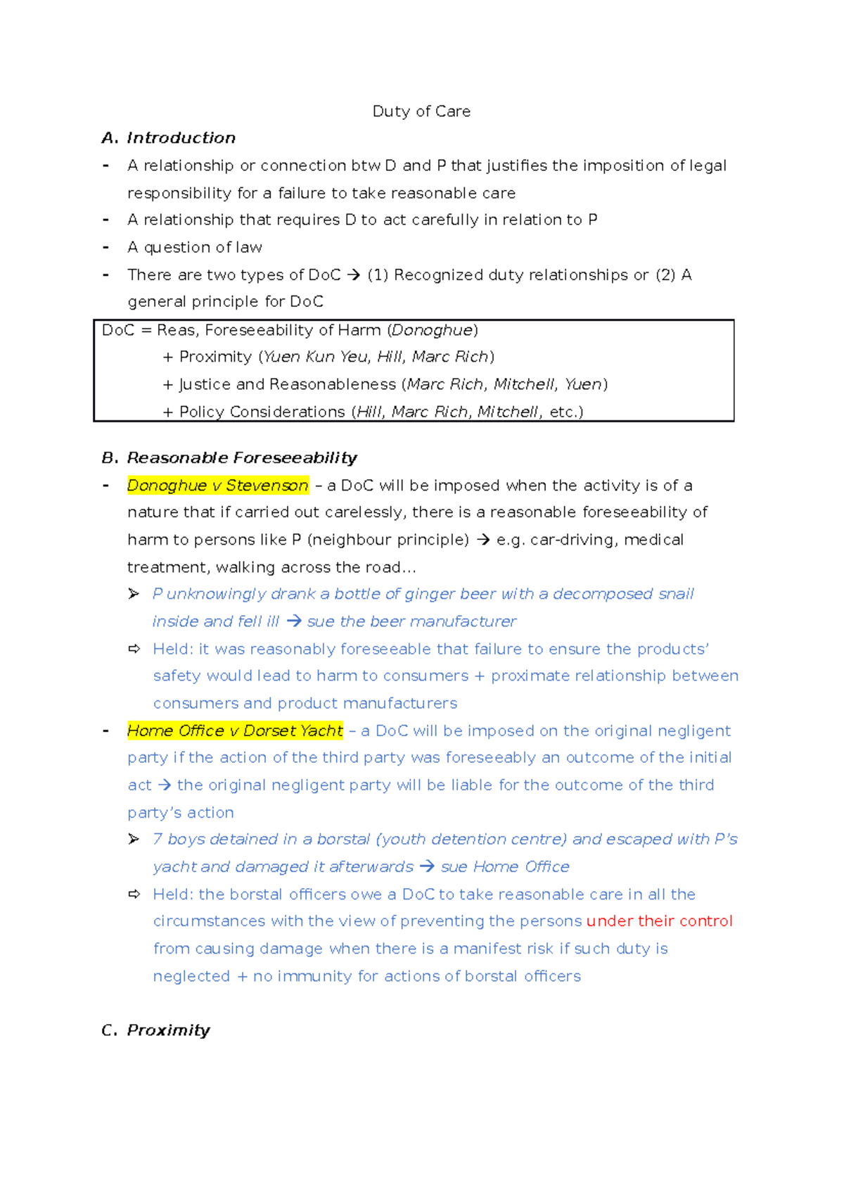 Duty of Care in Negligence: Understanding Legal Responsibilities - Studocu