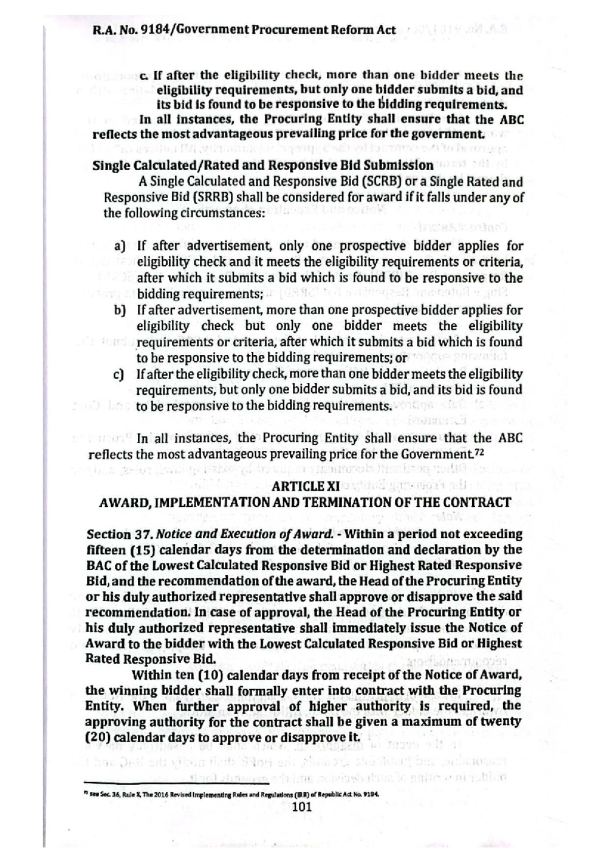 R.A. No. 9184 Procurement Reform Act: Award and Contract Guidelines ...