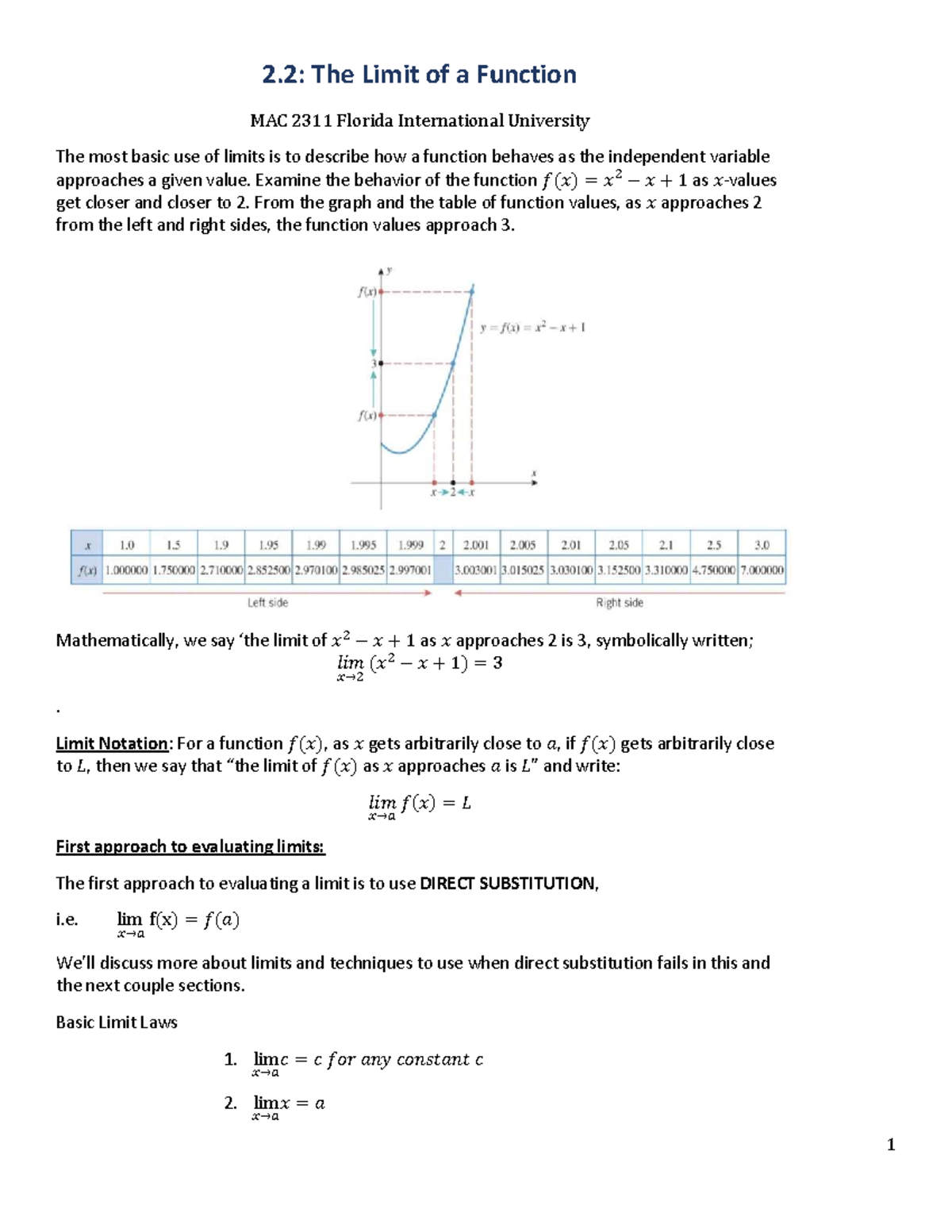 Limits at Infinity and Asymptotes: MAC 2311 Calculus Notes - Studocu