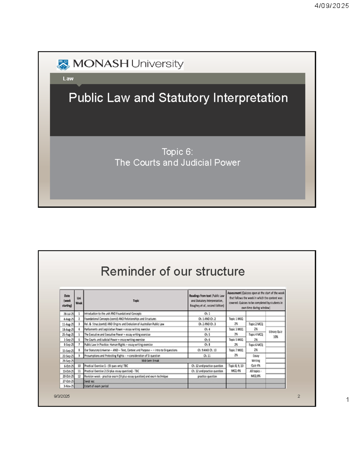 Law Public Law and Statutory Interpretation: Topic 6 - Courts ...
