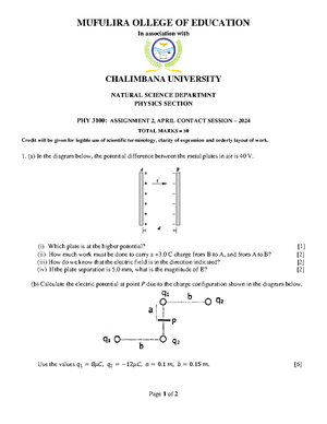 MAT 1100 Tutorial Sheet 1 - Page 1 of 3 Chalimbana University in ...