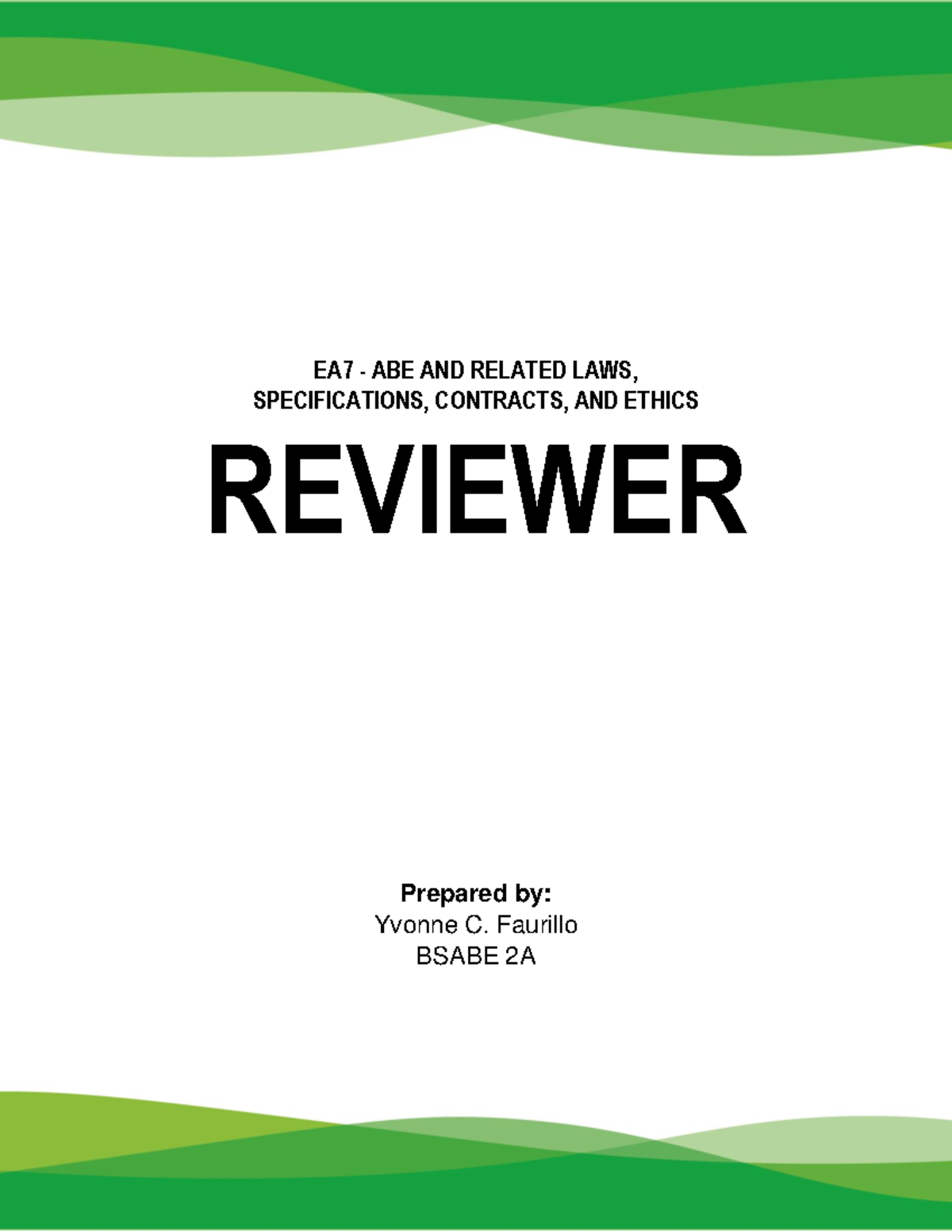EA7 - Reviewer on ABE & Related Laws, Specs, Contracts & Ethics - Document Preview