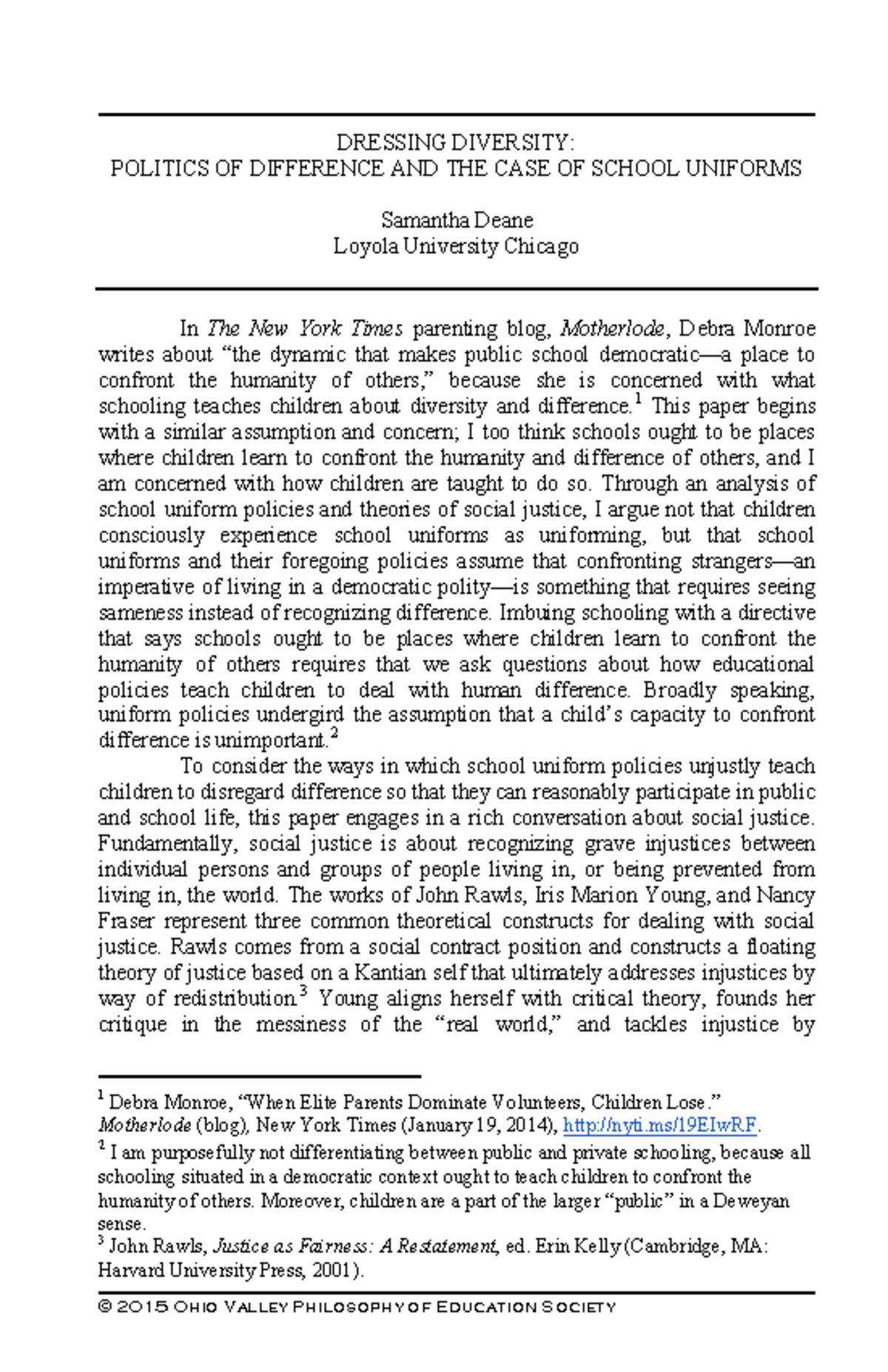 Dressing Diversity Politics OF Differenc - © 2015 Ohio Valley ...