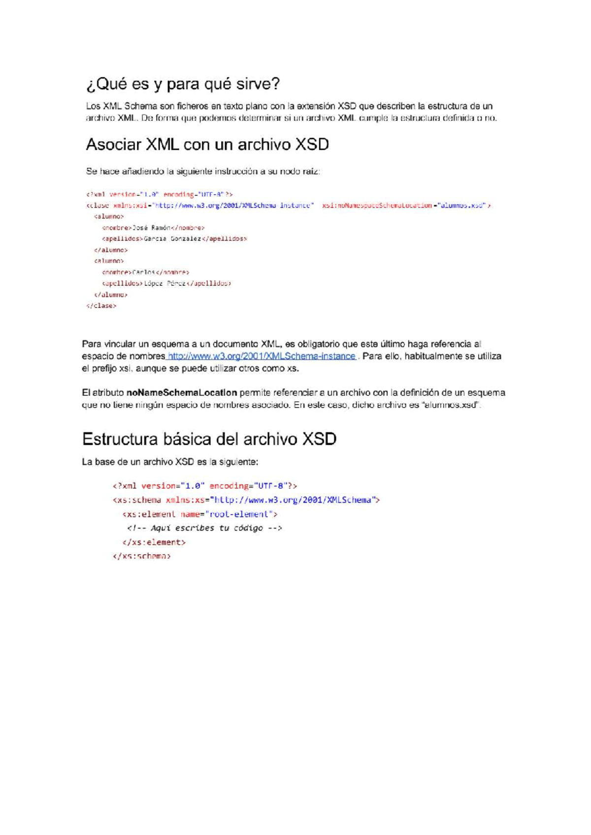 Apuntes sobre XML Schema (XSD): Estructura y Validación - Studocu