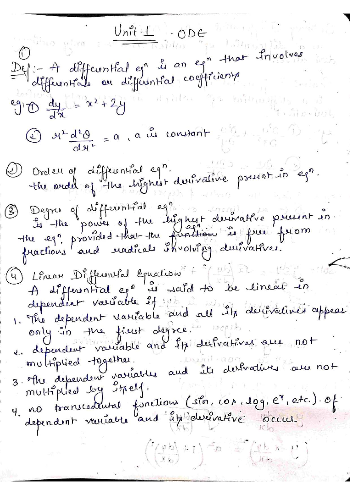 Unit-1 (2 Sem) - ODE I: Differential Equations Overview and Solutions ...