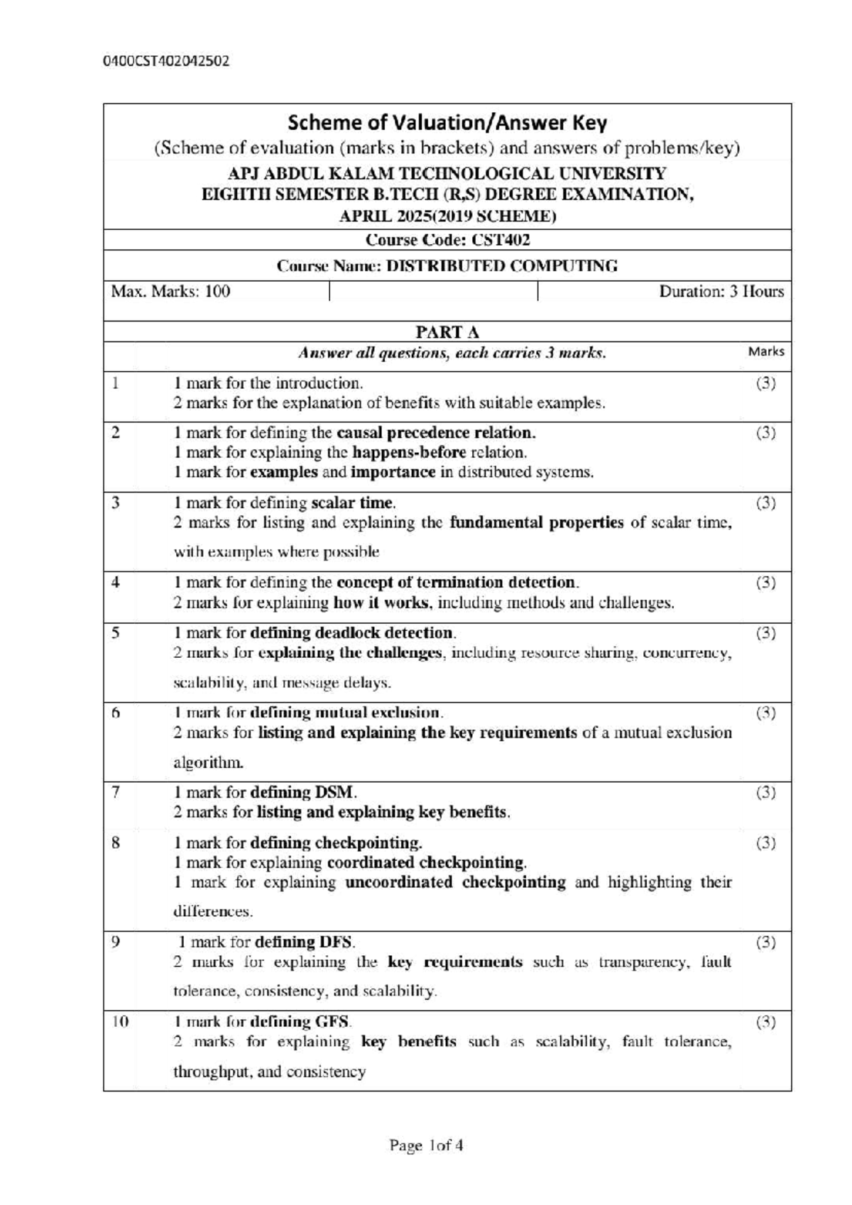 CST402 Eighth Sem B.Tech Distributed Computing Exam Scheme April 2025 ...