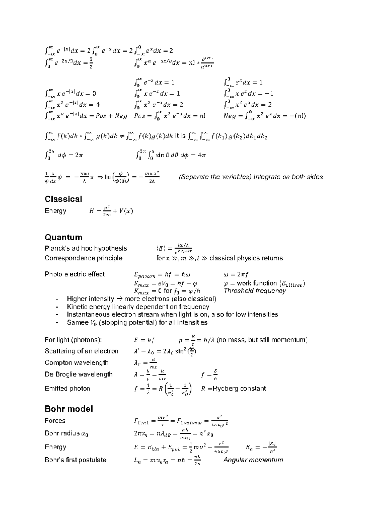 3BQX0 - Overview of Key Quantum Physics Equations and Concepts ...