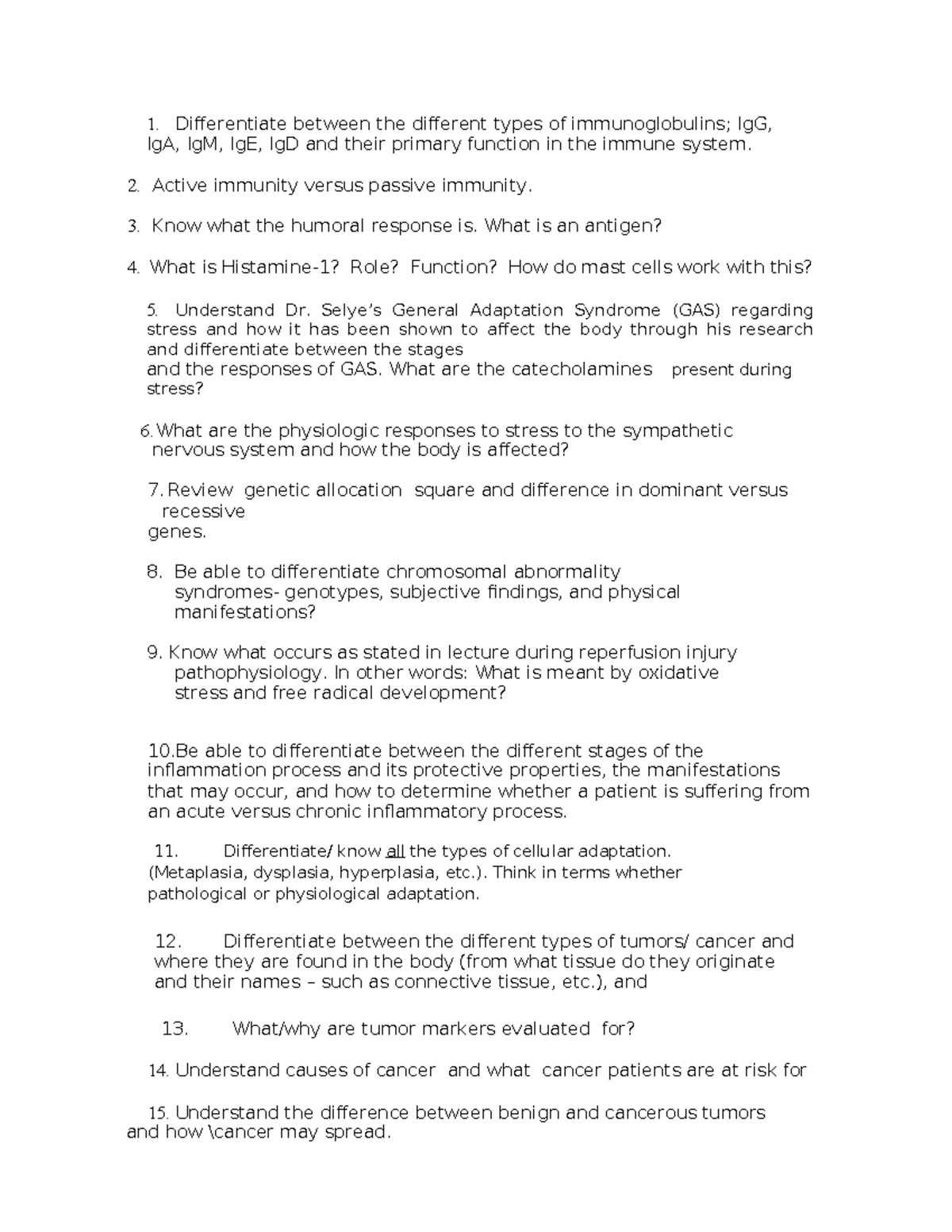 NURS345 EXAM 1 Comprehensive Study Guide on Immunology and Cancer - Studocu