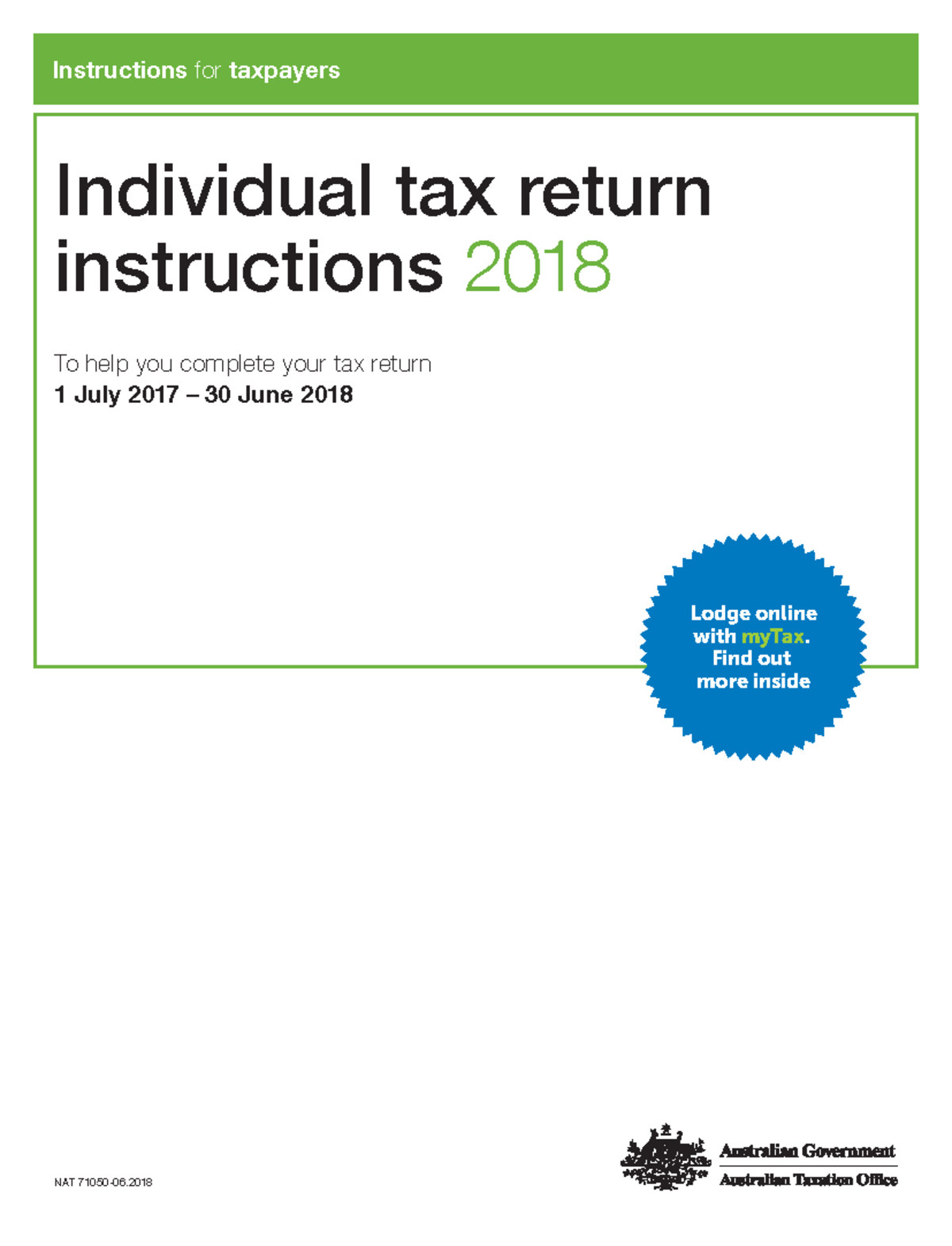Individual tax return instructions 2018 - Instructions for taxpayers ...