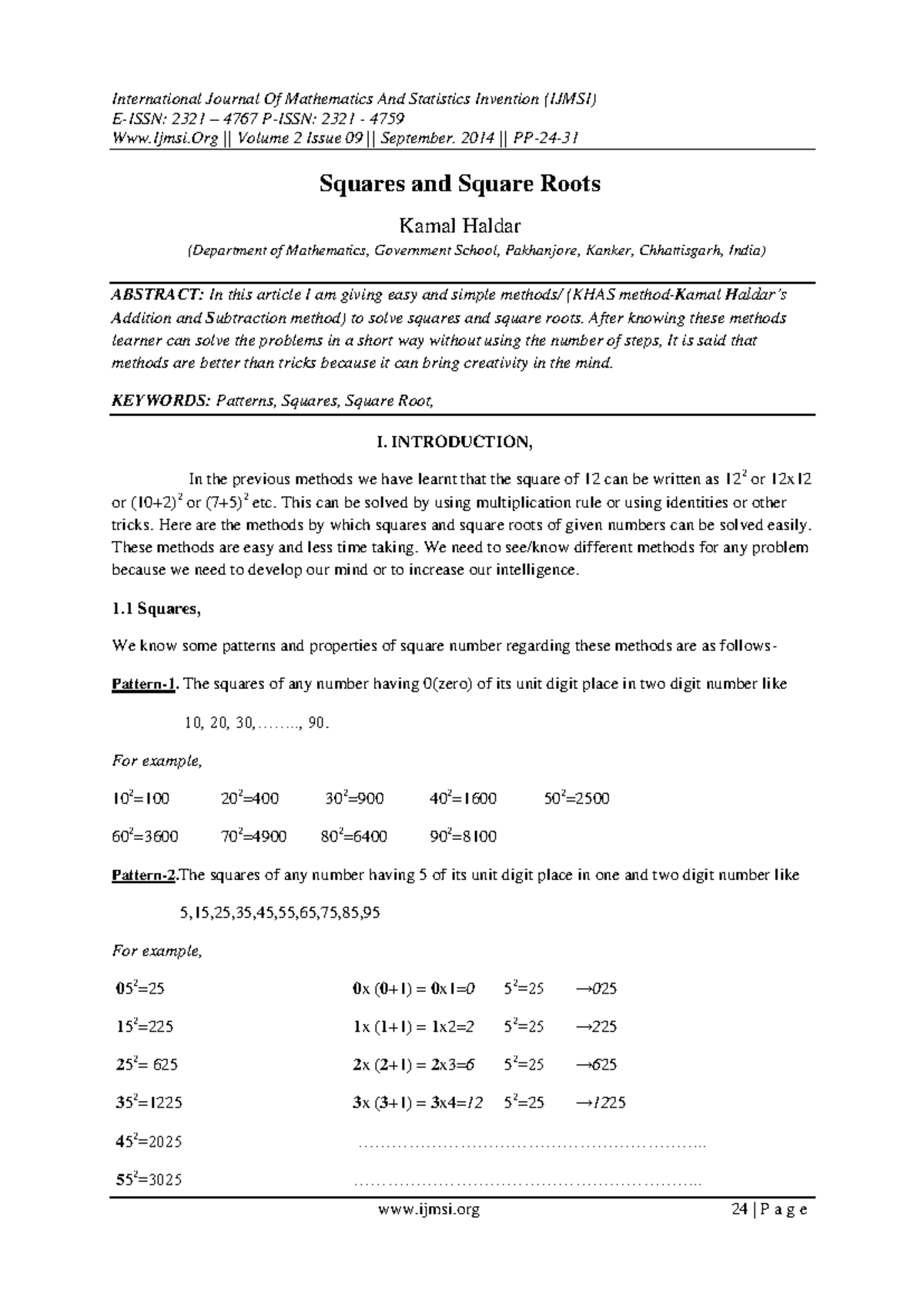 F029024031 - Easy Methods for Squares & Square Roots - Studocu