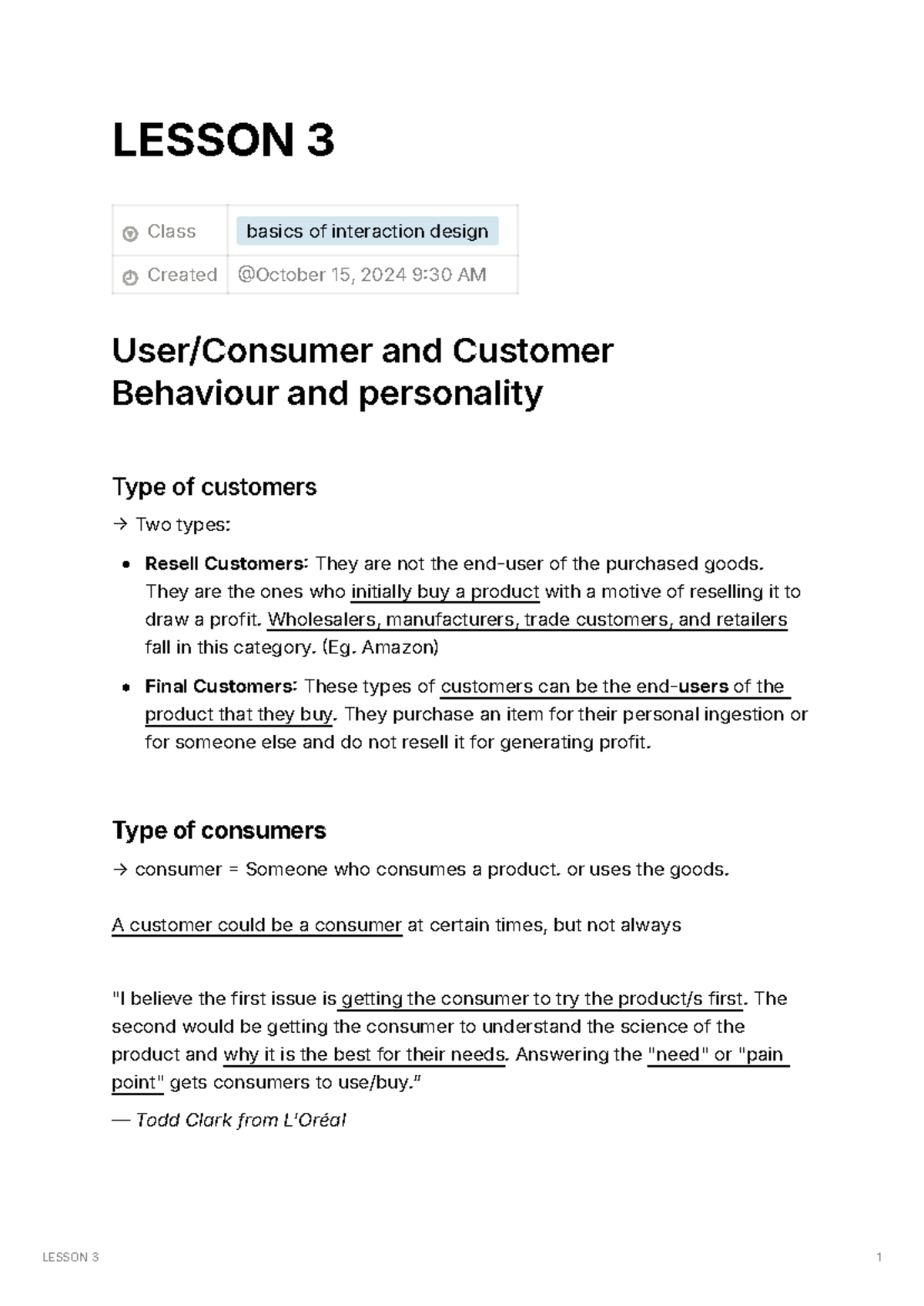LESSON 3: Interaction Design & Consumer Behavior Insights - Studocu