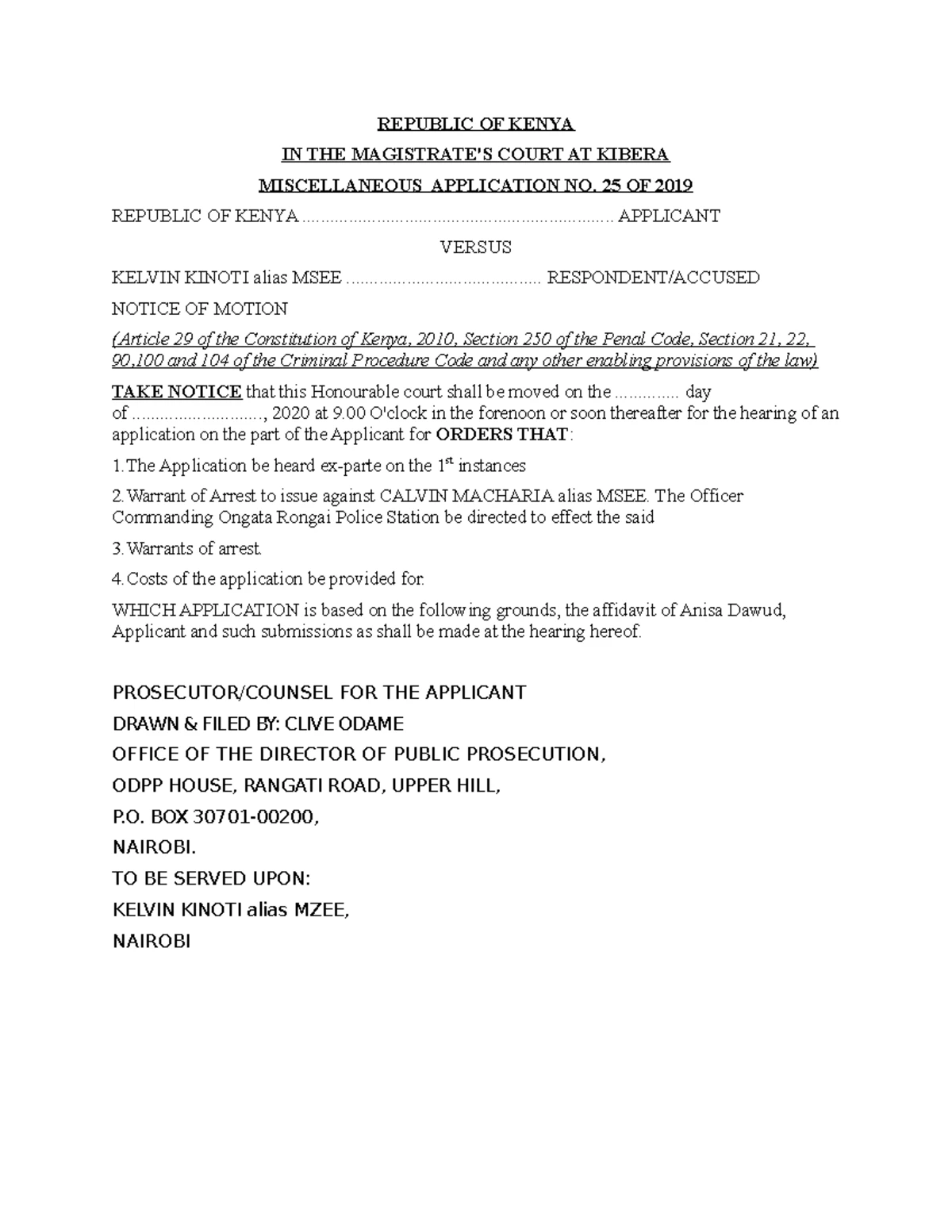 Victim Impact Statement Template for Court Proceedings - Kenya - Studocu