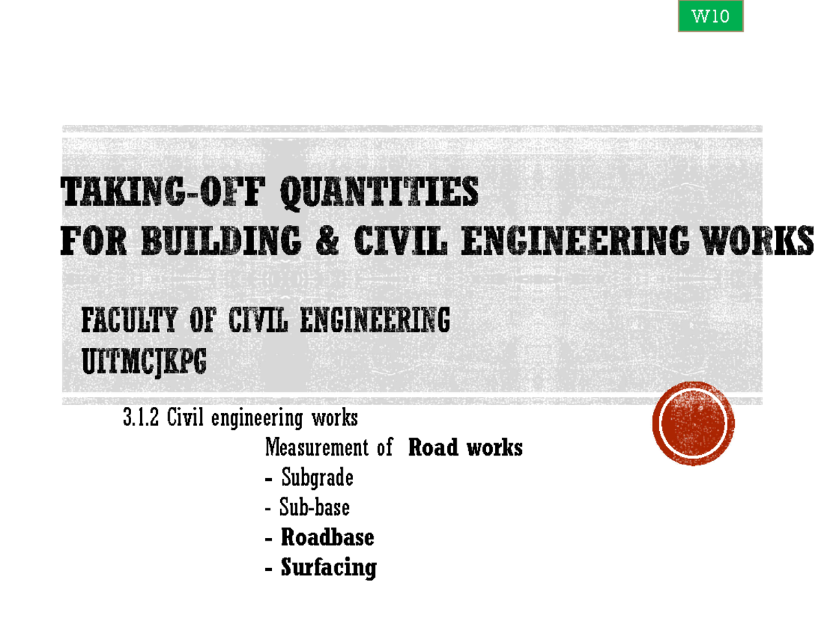 Chapter 3 ECM366: Estimating Civil Engineering Works Costs - Studocu