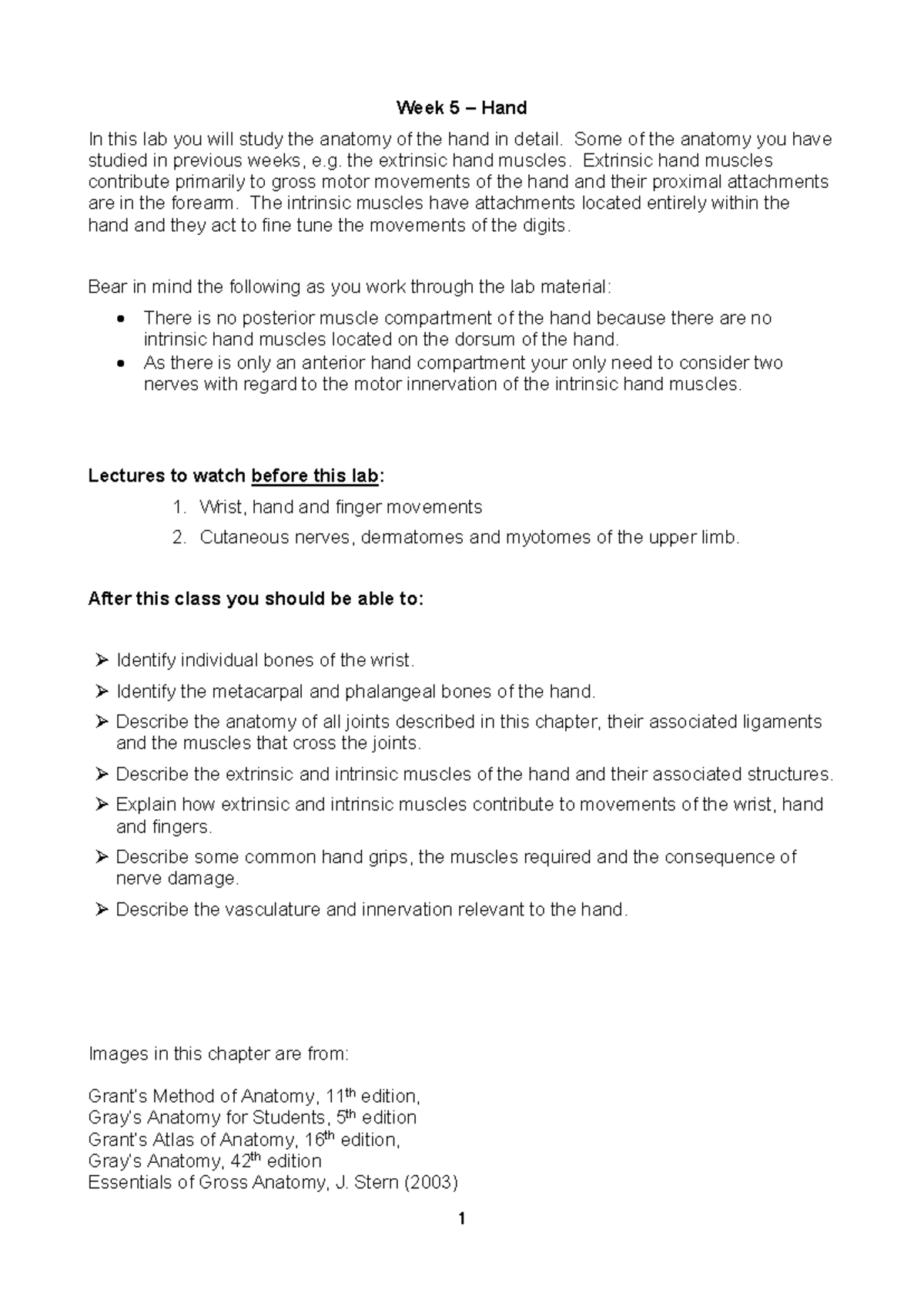 ANHB3331 - Week 5 Lab Manual: Anatomy of the Hand - Studocu