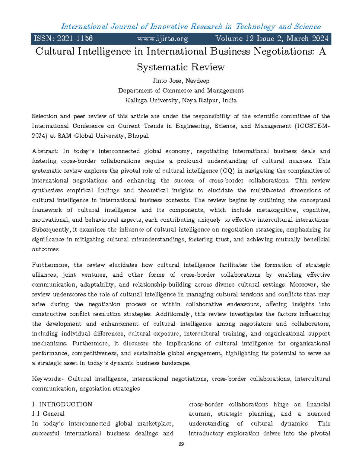 Cultural Intelligence in International Business Negotiations: A ...