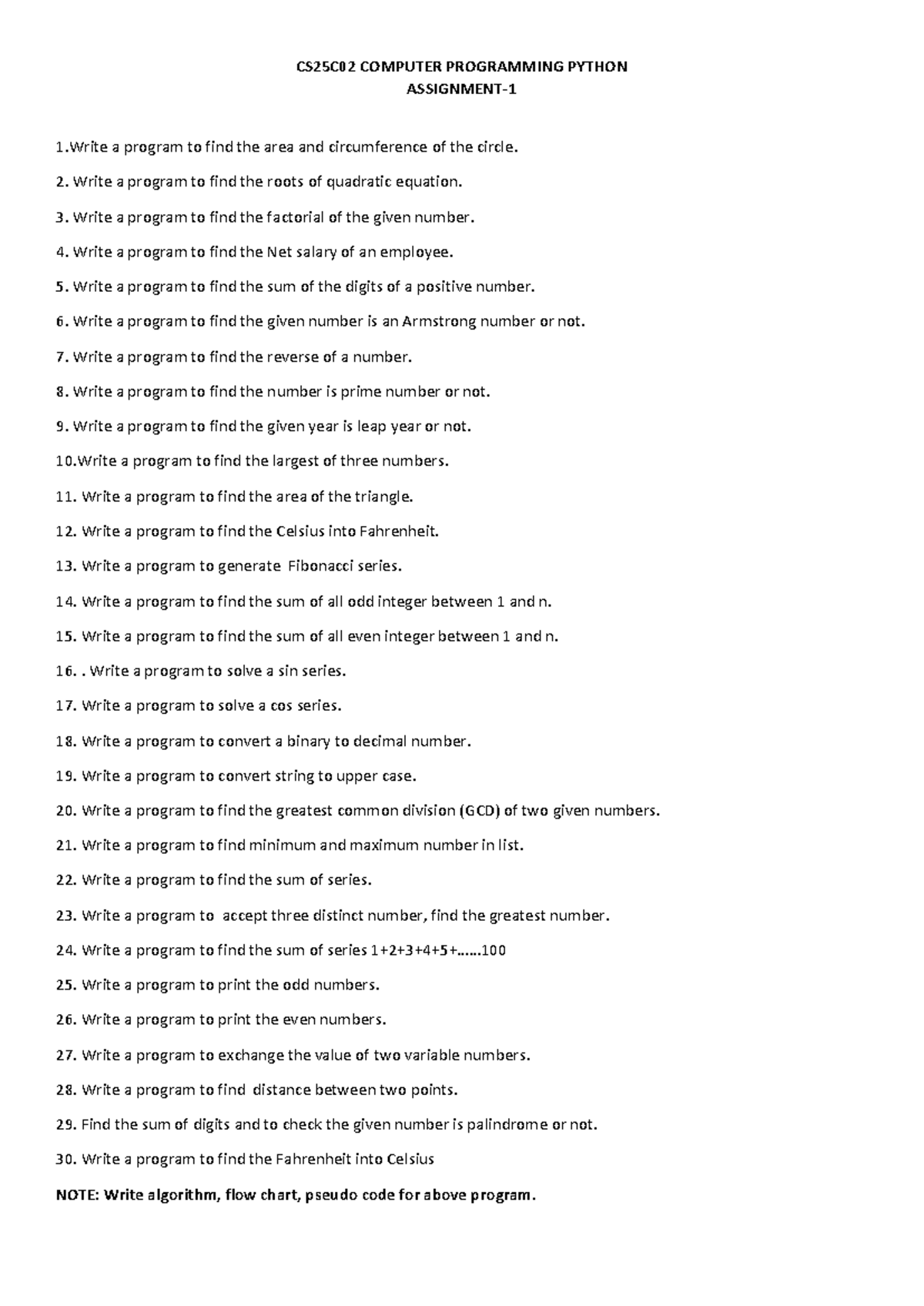 CS25C02 Python Important Programming Problems & Solutions - Studocu