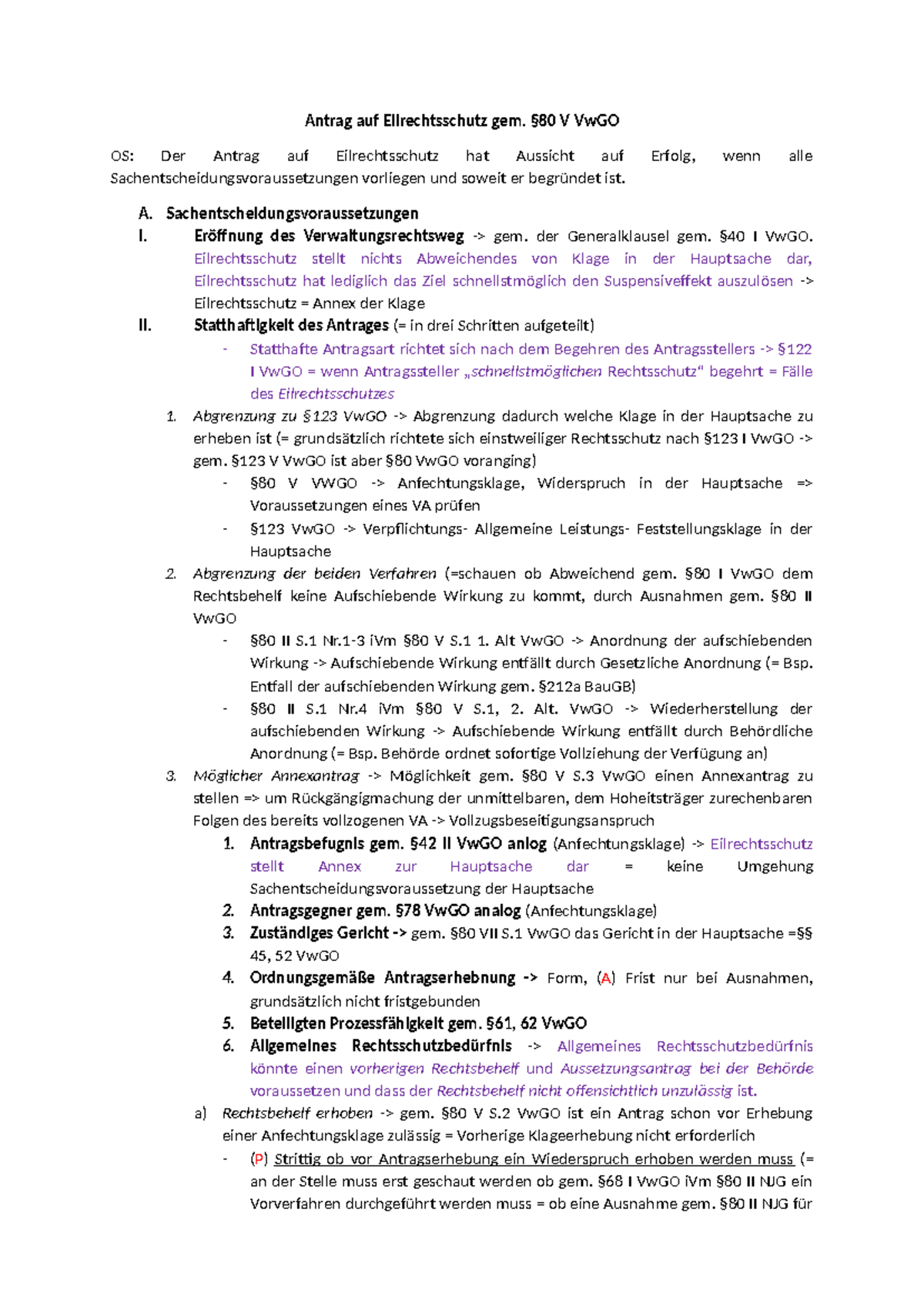 Antrag auf Eilrechtsschutz gemäß §80 V VwGO: Voraussetzungen und ...