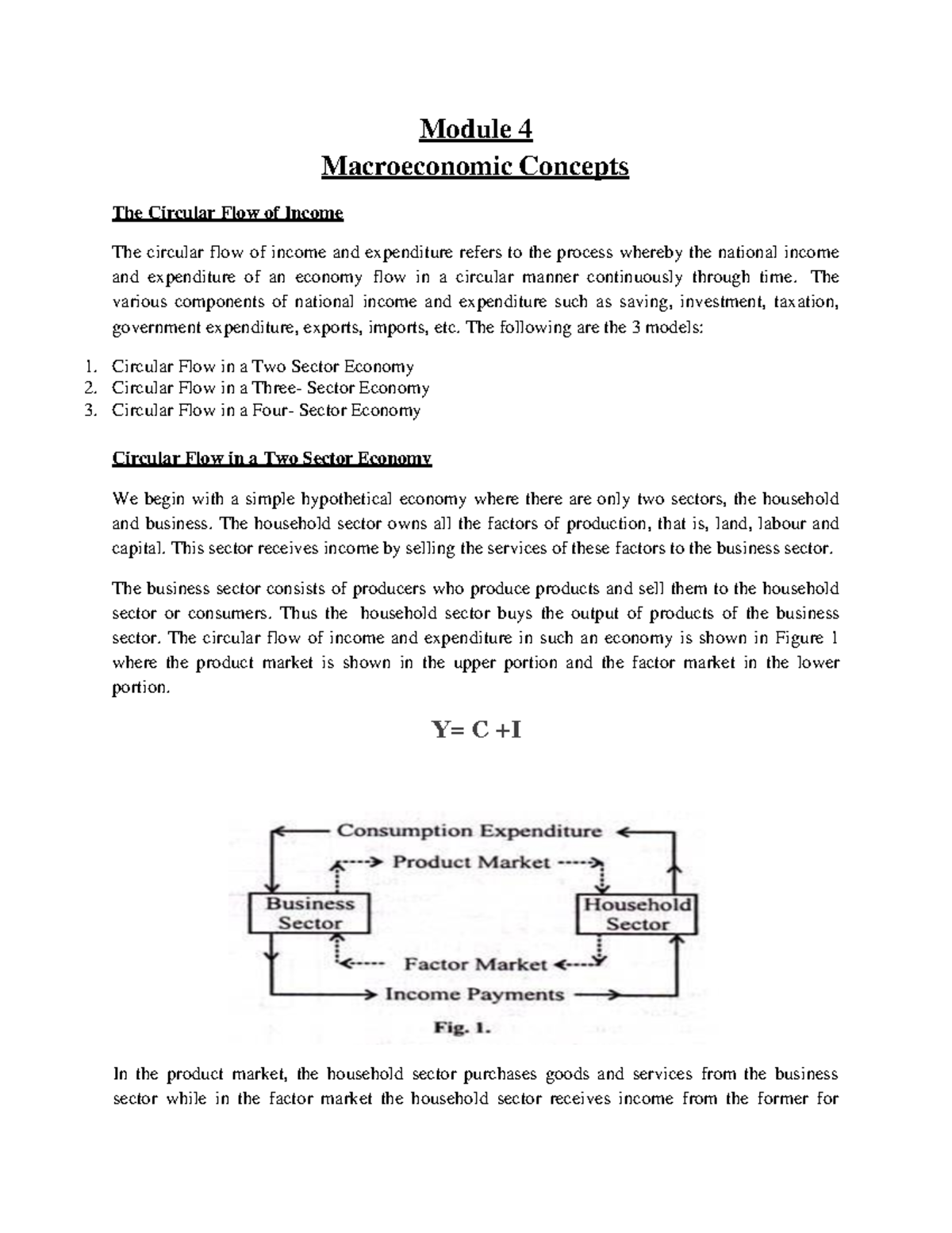 Module 4: Macroeconomic Concepts - Circular Flow of Income - Studocu