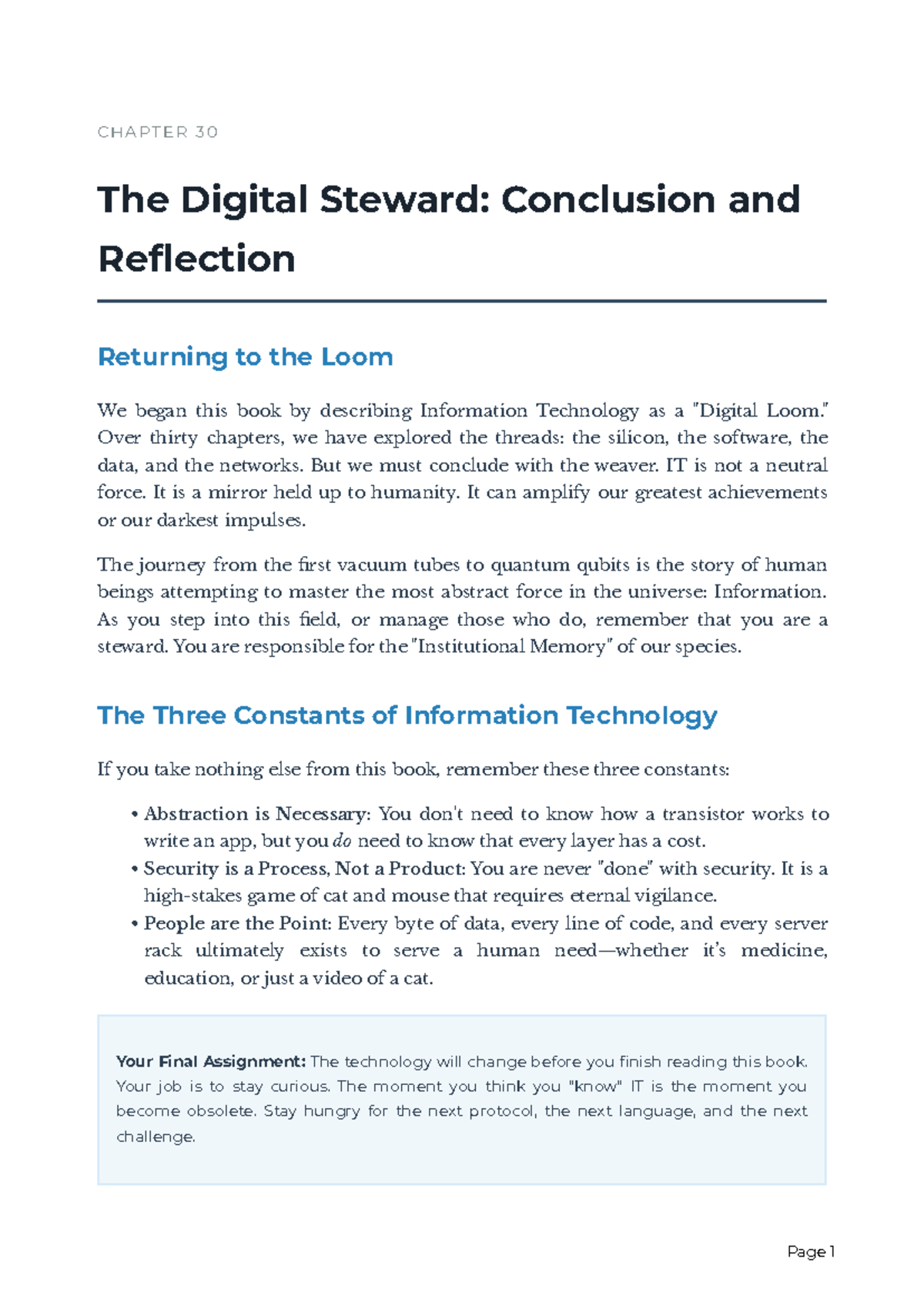 Chapter 30: The Digital Steward - Conclusion & Reflection - Studocu
