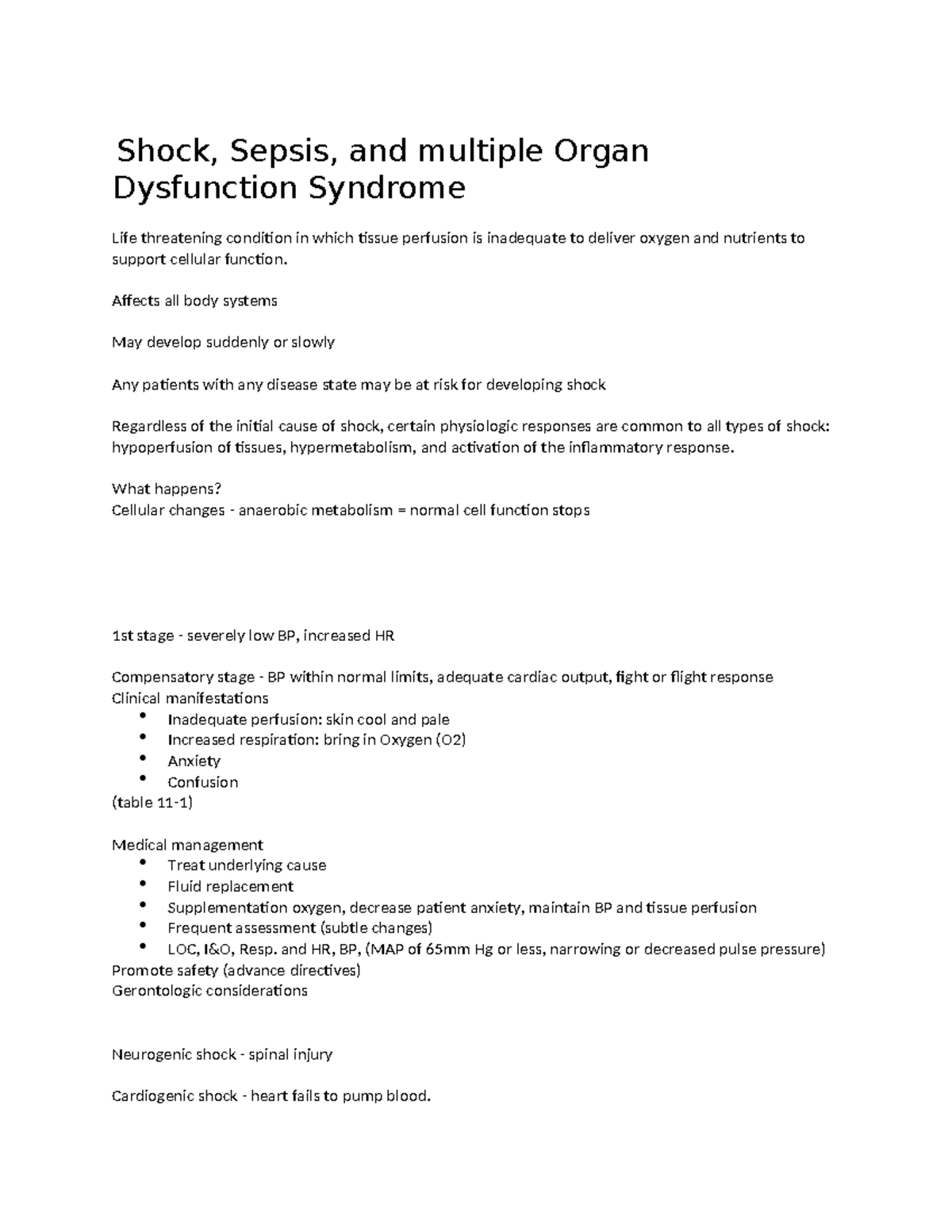 Shock and Multiple Organ Dysfunction Syndrome: Key Notes and Management ...