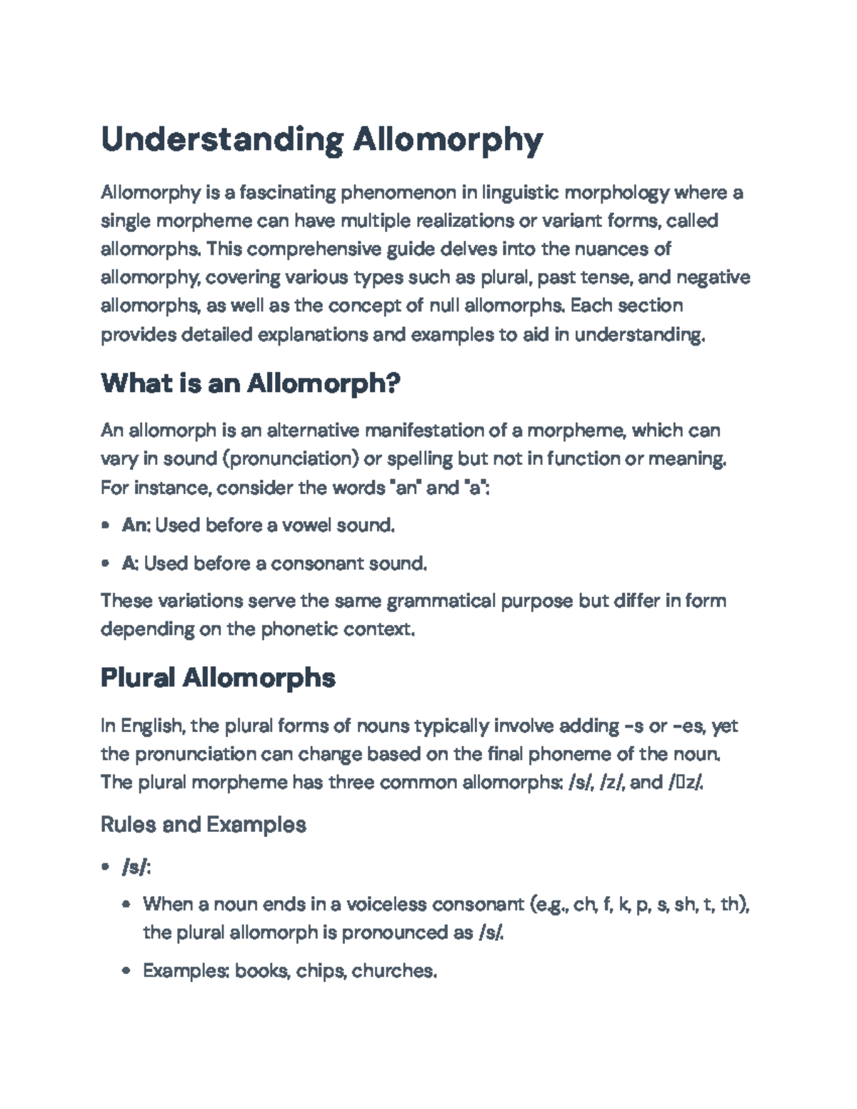 Understanding Allomorphy: Patterns and Variations in Morphology ...