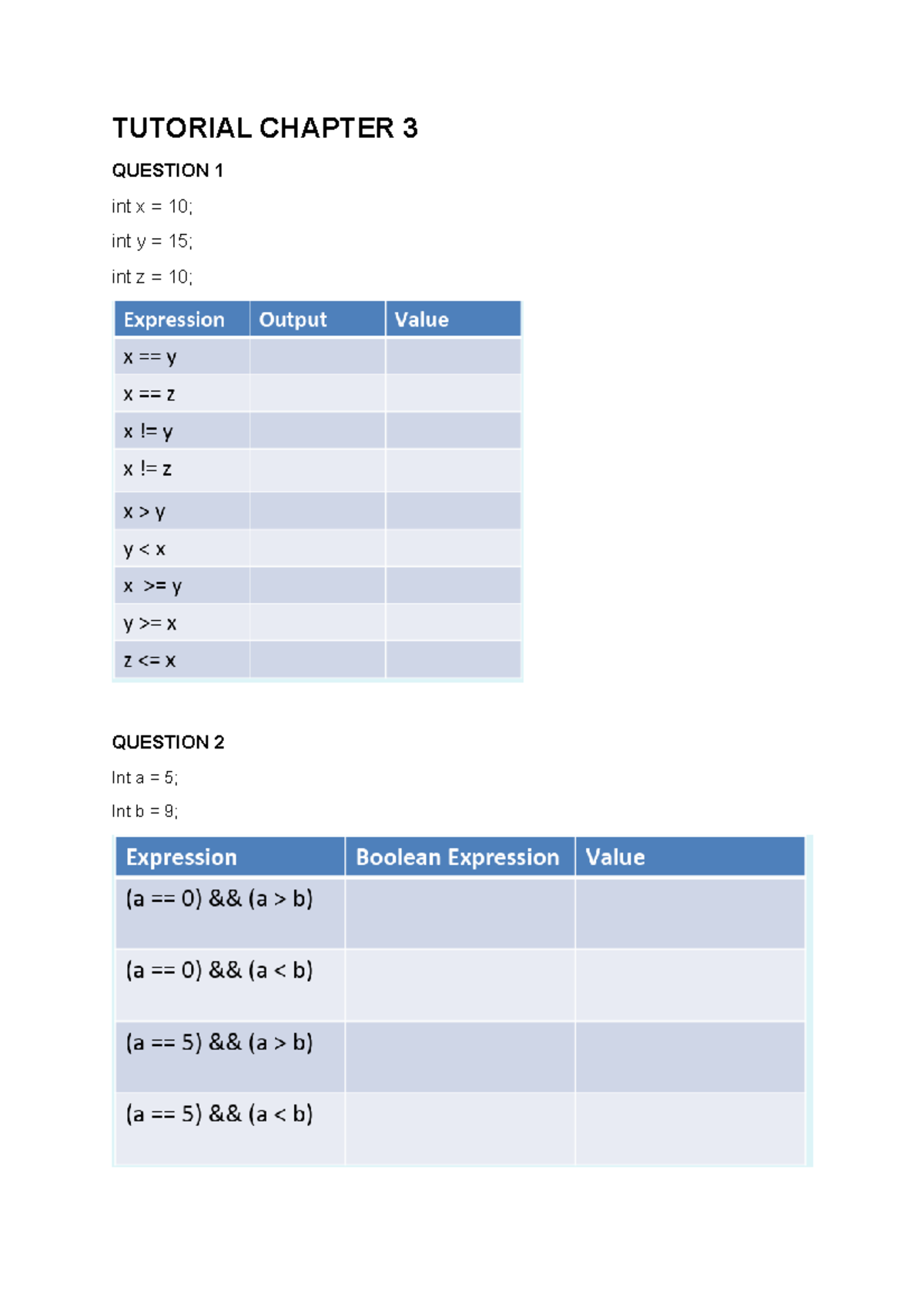 Tuto chap 3 basic programming - Principles of Programming - TUTORIAL ...