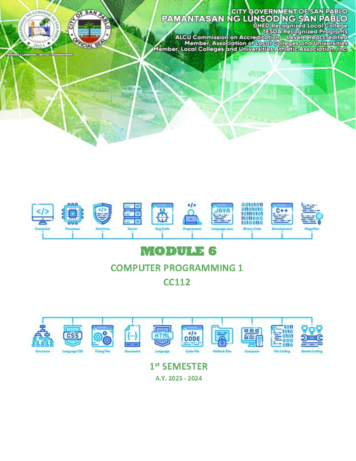 CC112 Module 6: Guide to Using Learning Modules in Computer Programming ...