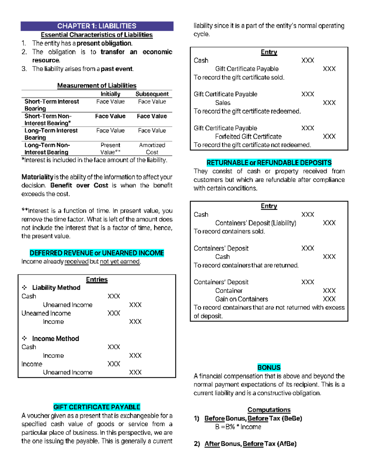 Intermediate Accounting 2 Essential Formulas Review Studocu