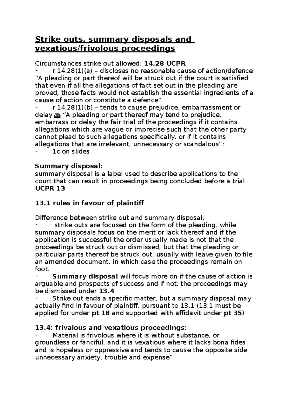 UCPR 14.28: Strike Outs, Summary Disposals & Frivolous Proceedings ...