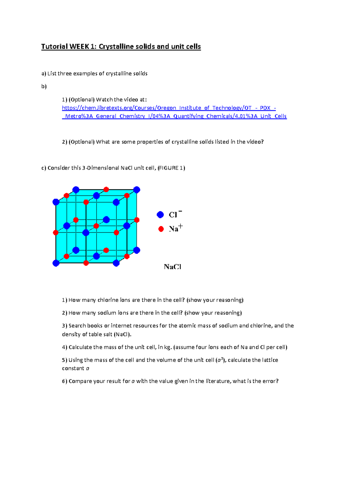 PHYS 101: Unit Cell & Crystalline Solids Tutorial Notes - Studocu