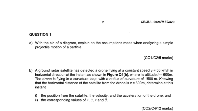 MEC420 Final Exam Revision: Projectile Motion & Dynamics Analysis - Studocu