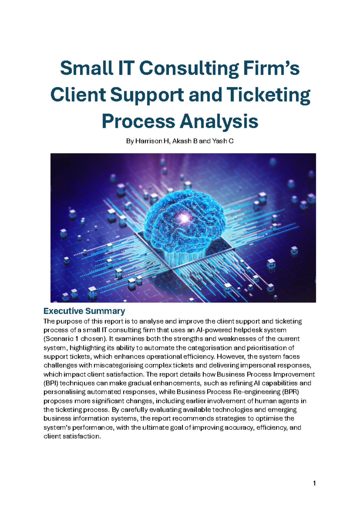 FIT2090A2 Group Report: Enhancing Client Support & Ticketing Process ...