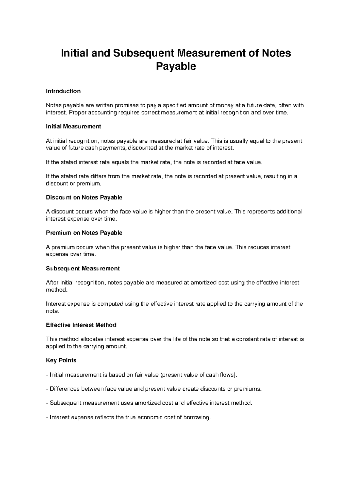 Notes Payable Measurement: Initial & Subsequent Analysis - Studocu