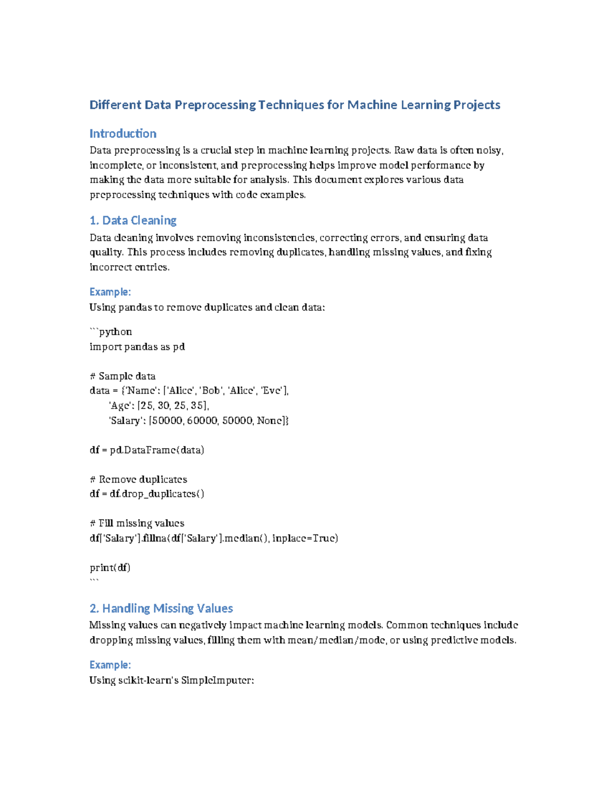 Data Preprocessing Techniques - Raw data is often noisy, incomplete, or ...