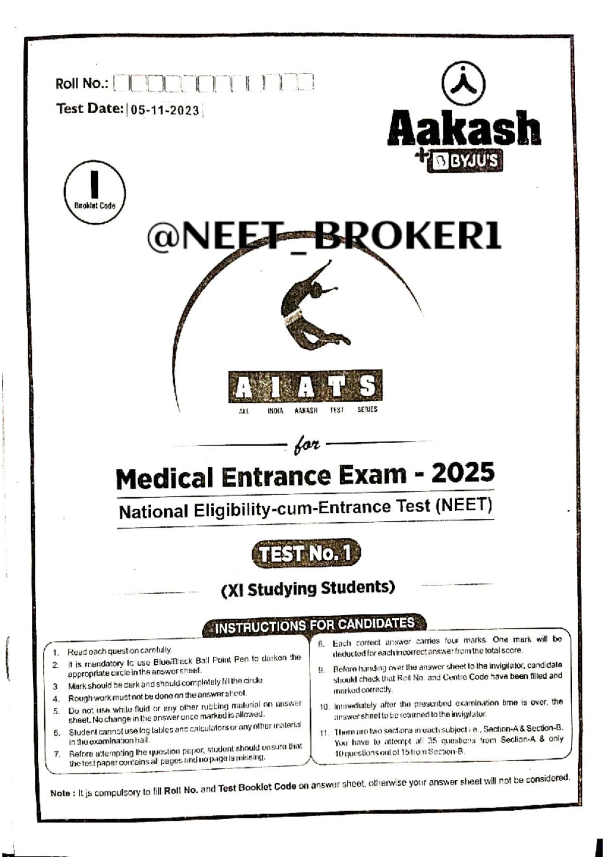 AIATS 02 QP - All India Aakash Test Series for NEET 2025 - Studocu