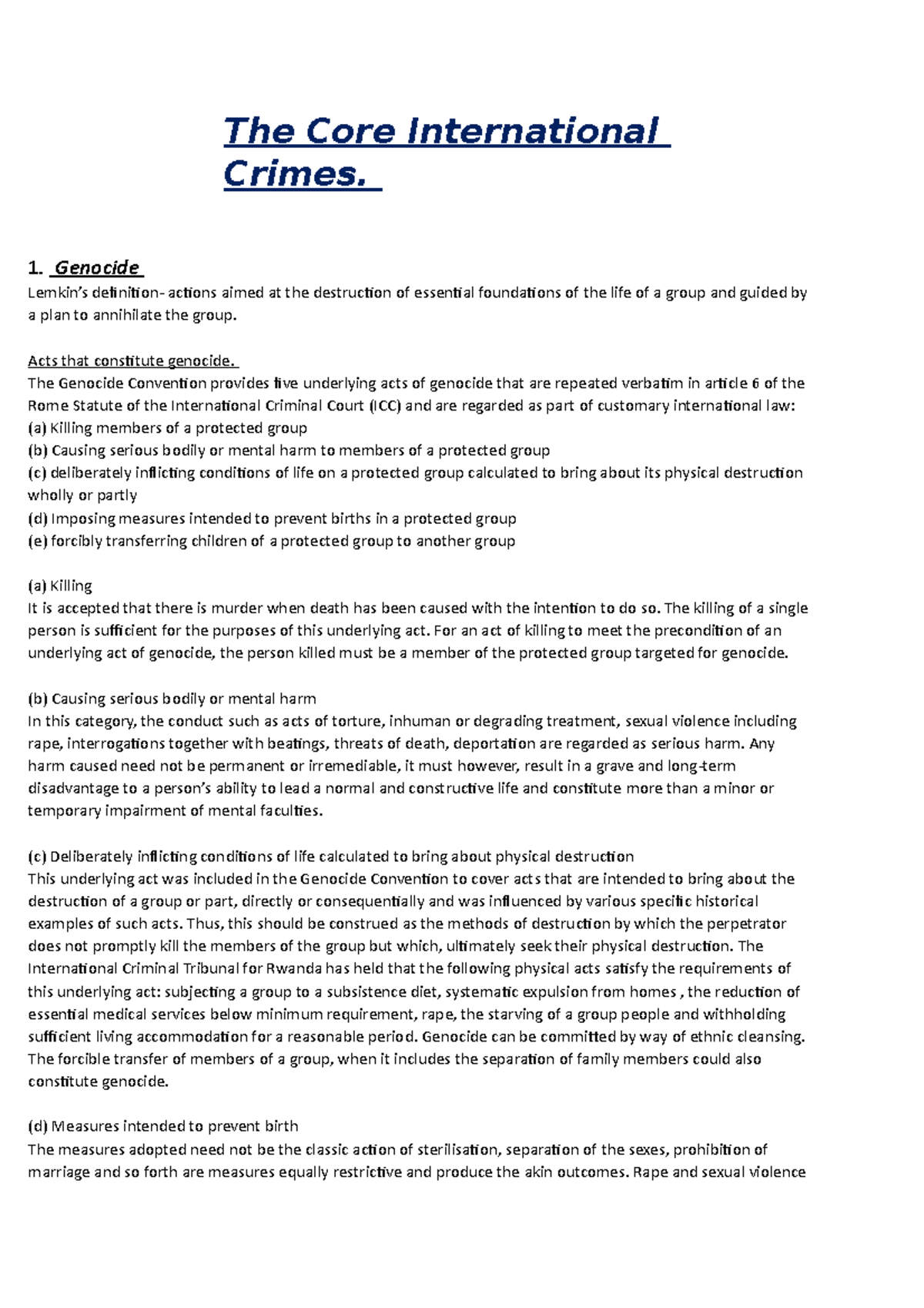 Core International Crimes: Genocide, Crimes Against Humanity & War ...