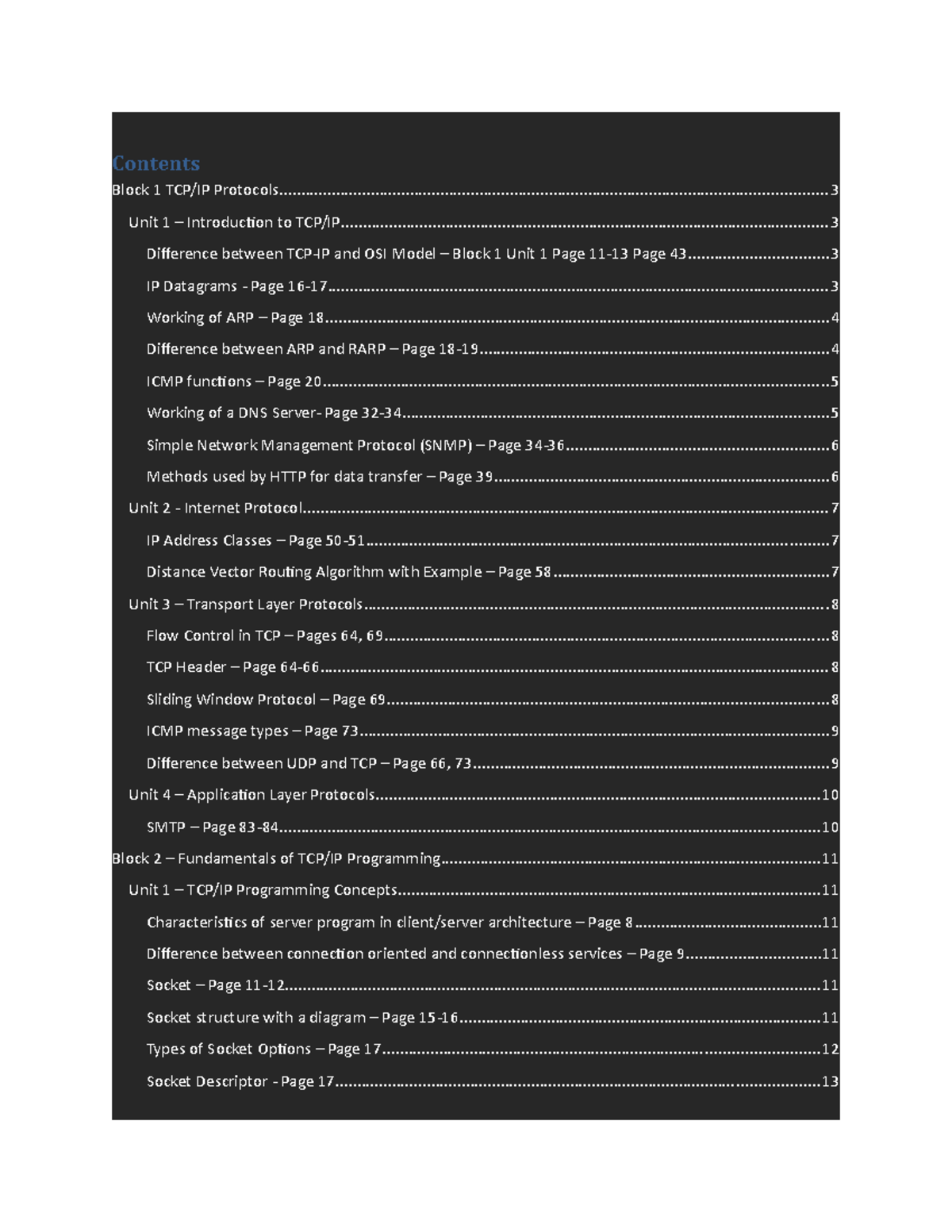 BCS 052 Network Programming Study Notes - Contents Block 1 TCP/IP - Studocu