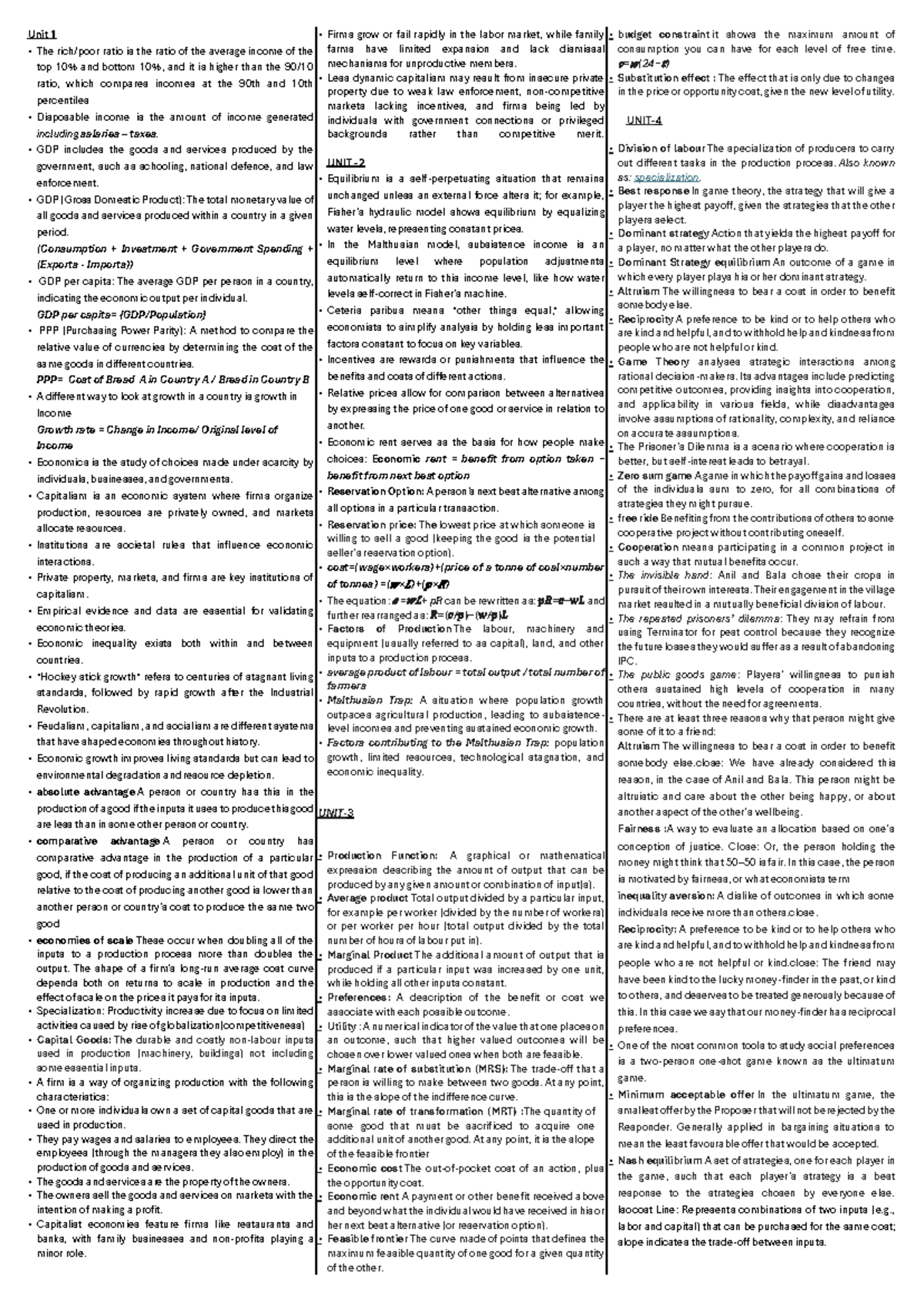 ECON5103 CS - Lecture Notes on Economic Concepts & Theories - Studocu