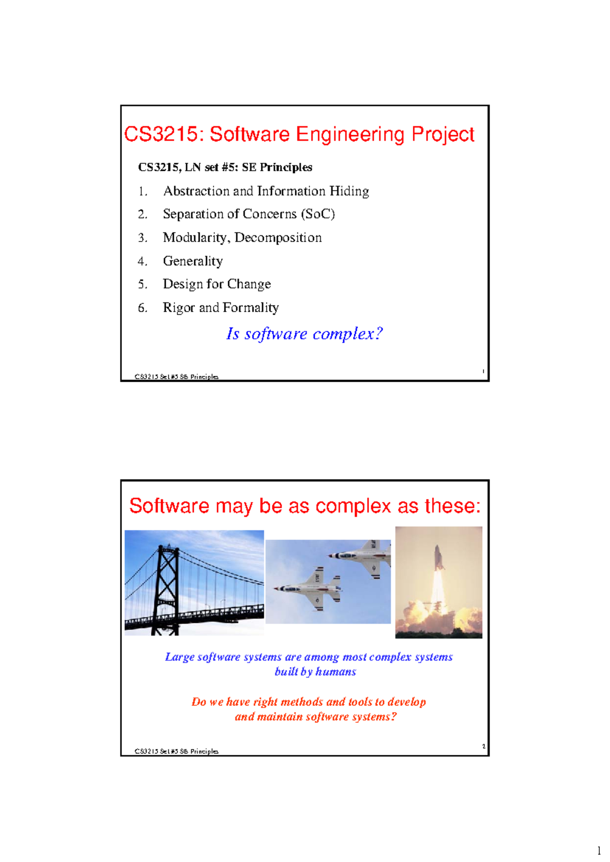 CS3215-5: Software Engineering Principles - Lecture Notes 5 - Studocu