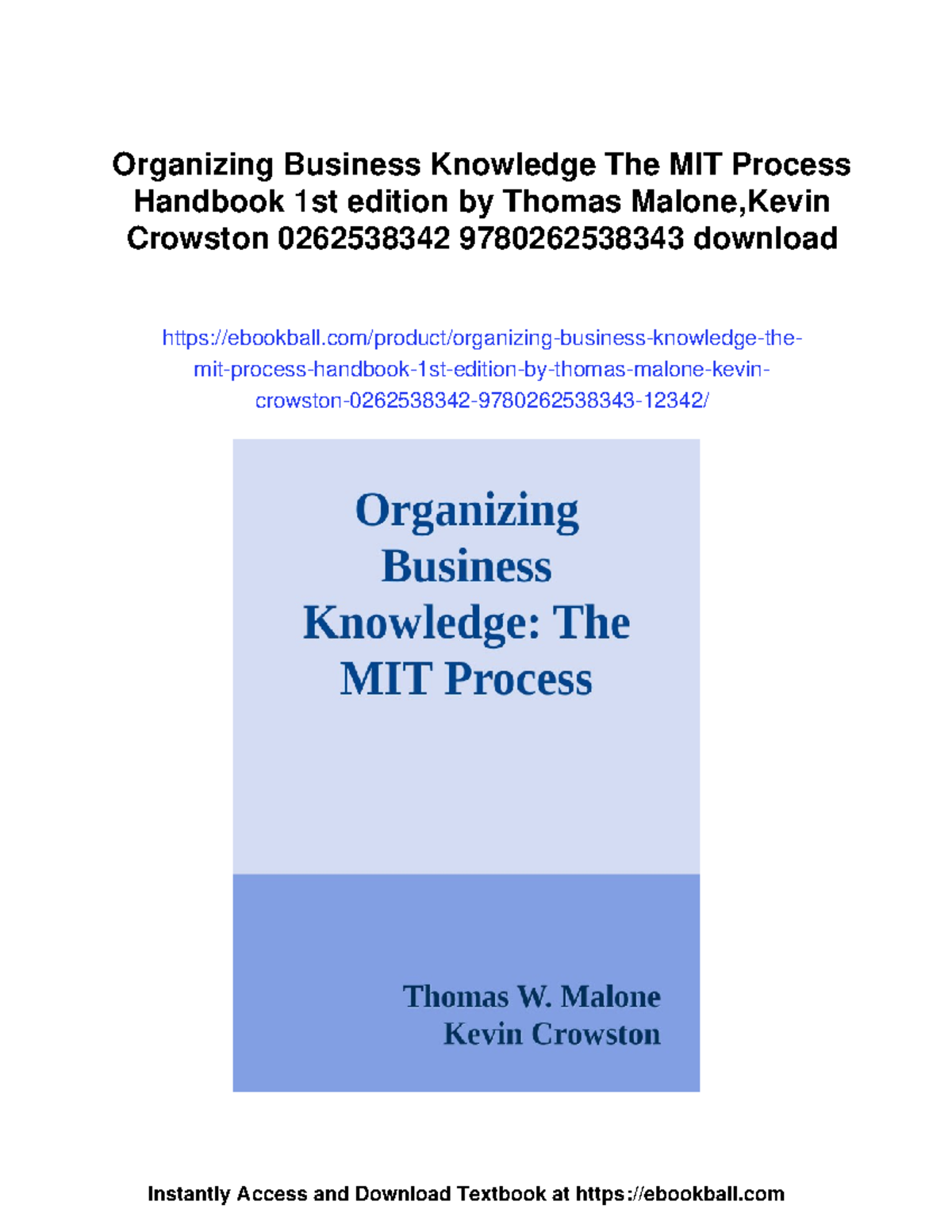 Organizing Business Knowledge: Insights from MIT Process Handbook - Studocu