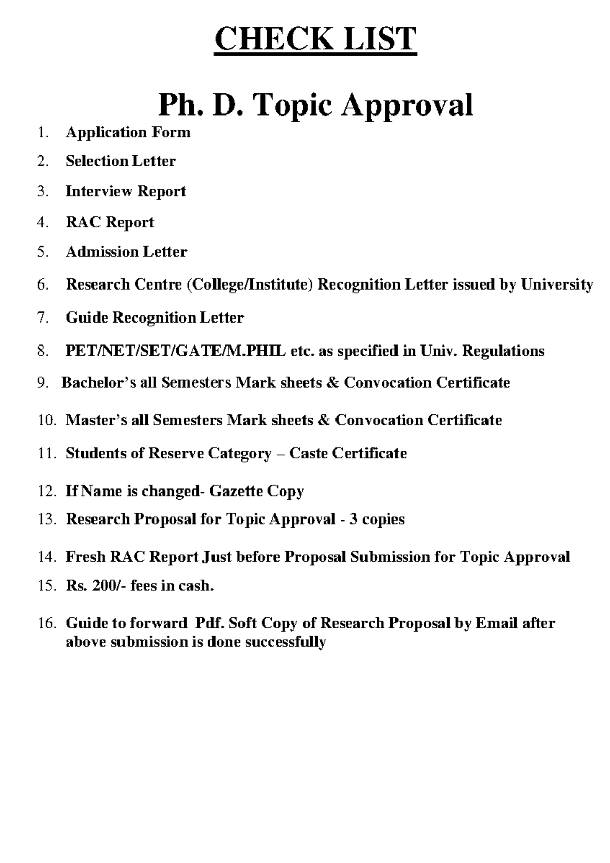 Ph.D. Application & Submission Check List (240515, 103653) - Studocu